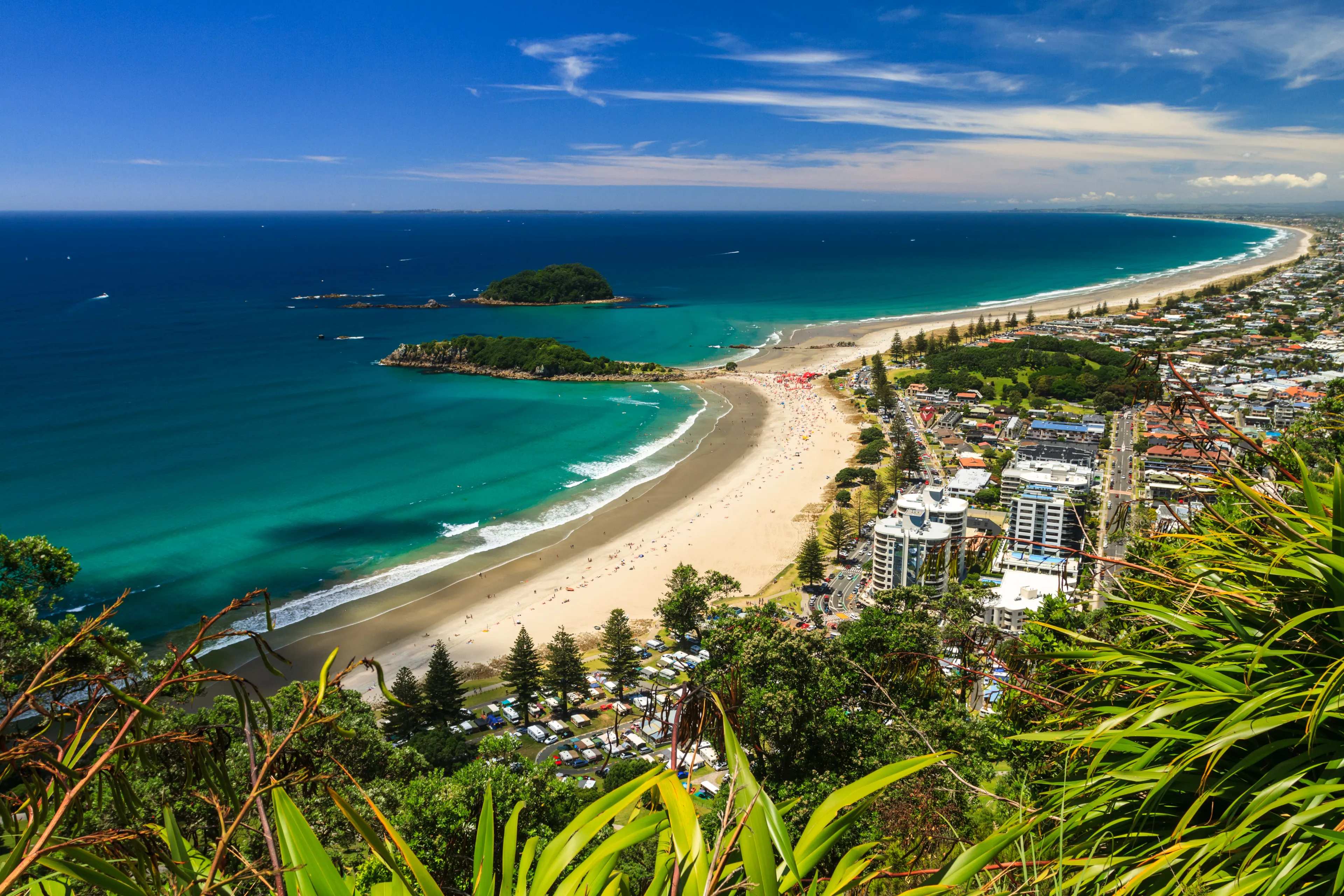 Beach with Blue Sky Landscape, Tauranga City, North Island, New Zealand