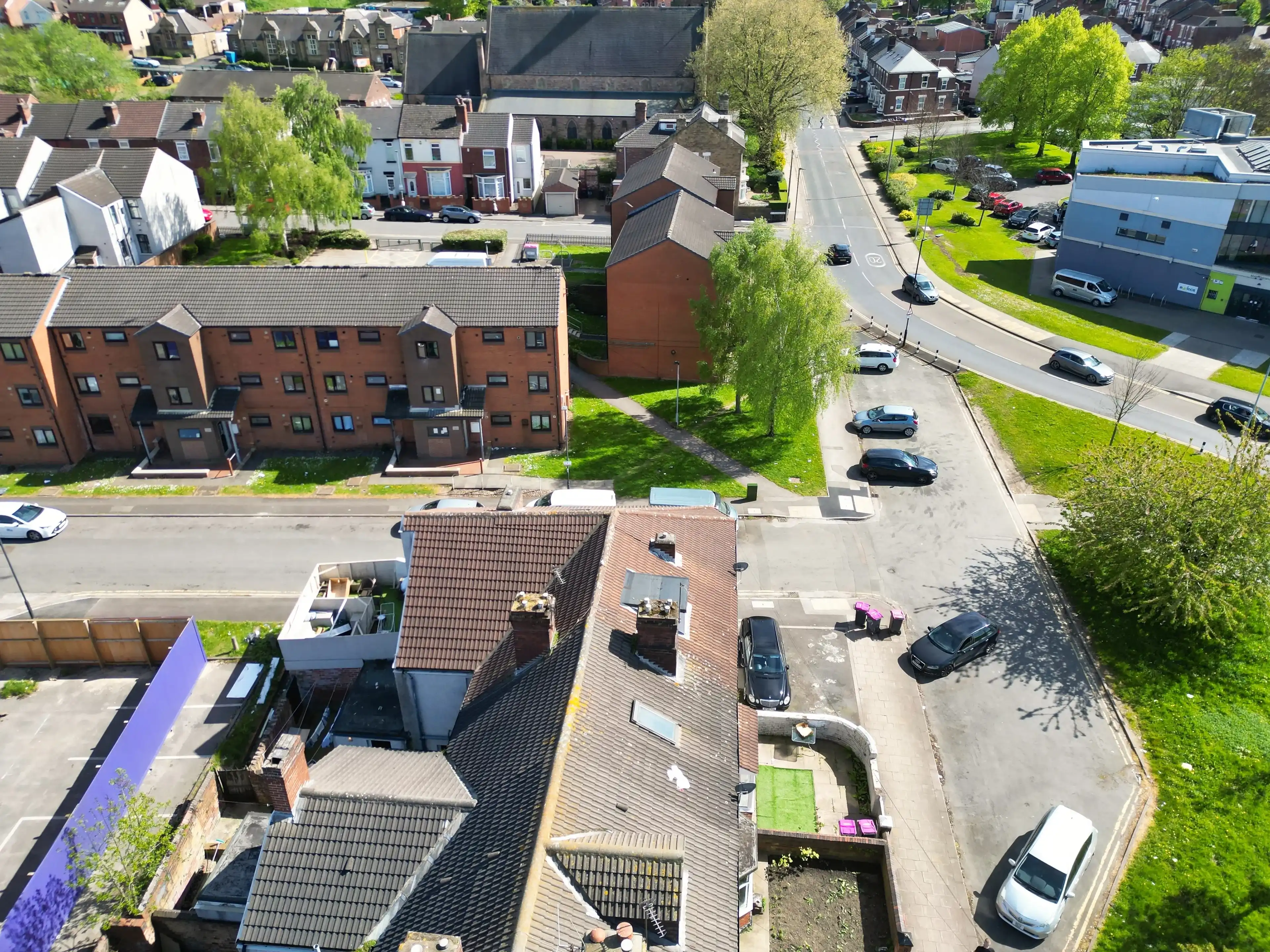 High Angle View of Central Rotherham City of England United Kingdom, April 30th, 2024 High Angle View of Central Rotherham City of England United Kingdom, April 30th, 2024