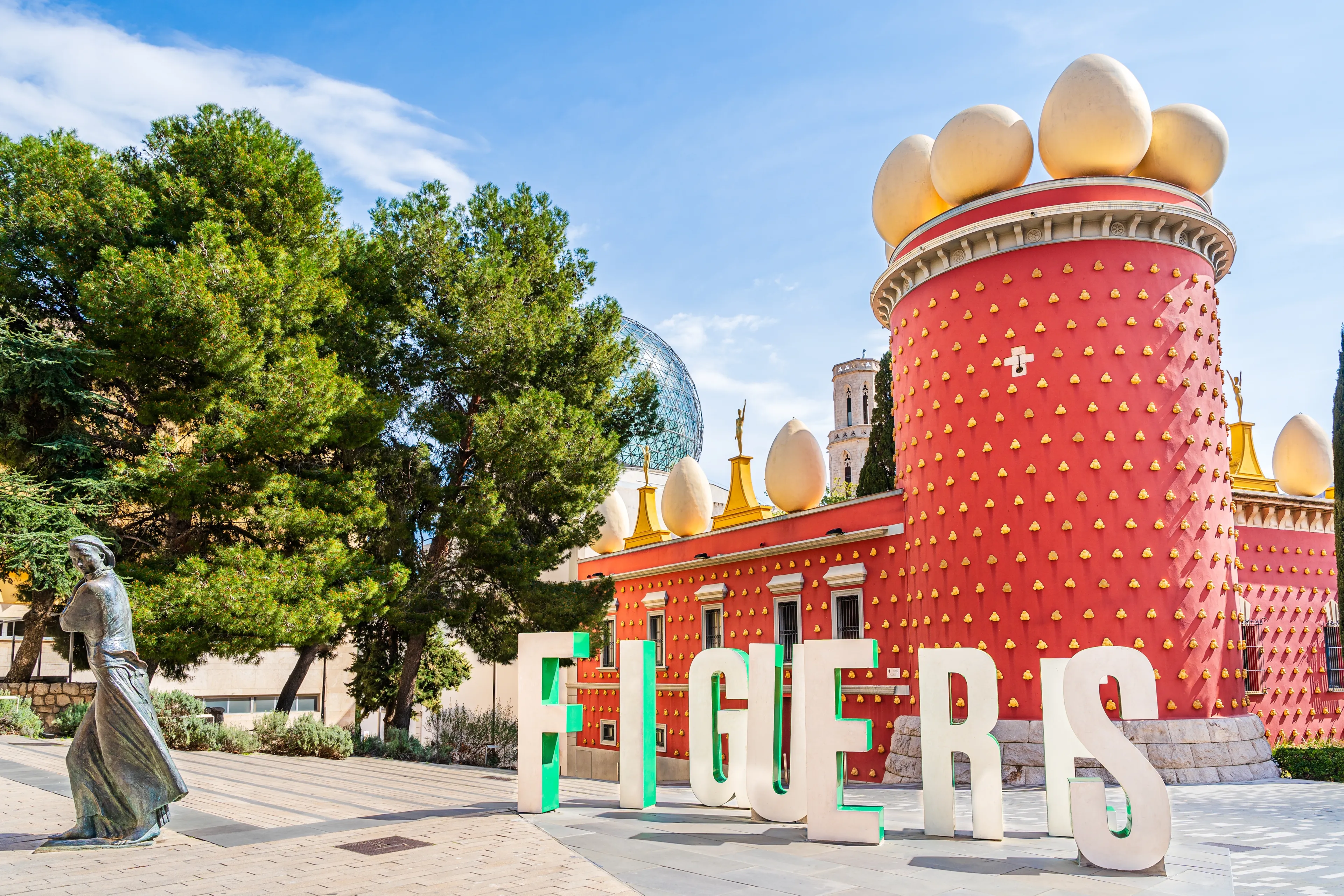 Figueres, Catalonia, Spain - 16 March 2024: The Dalí Theatre and Museum; home town of Salvador Dalí in Figueres, Girona area, Costa Brava