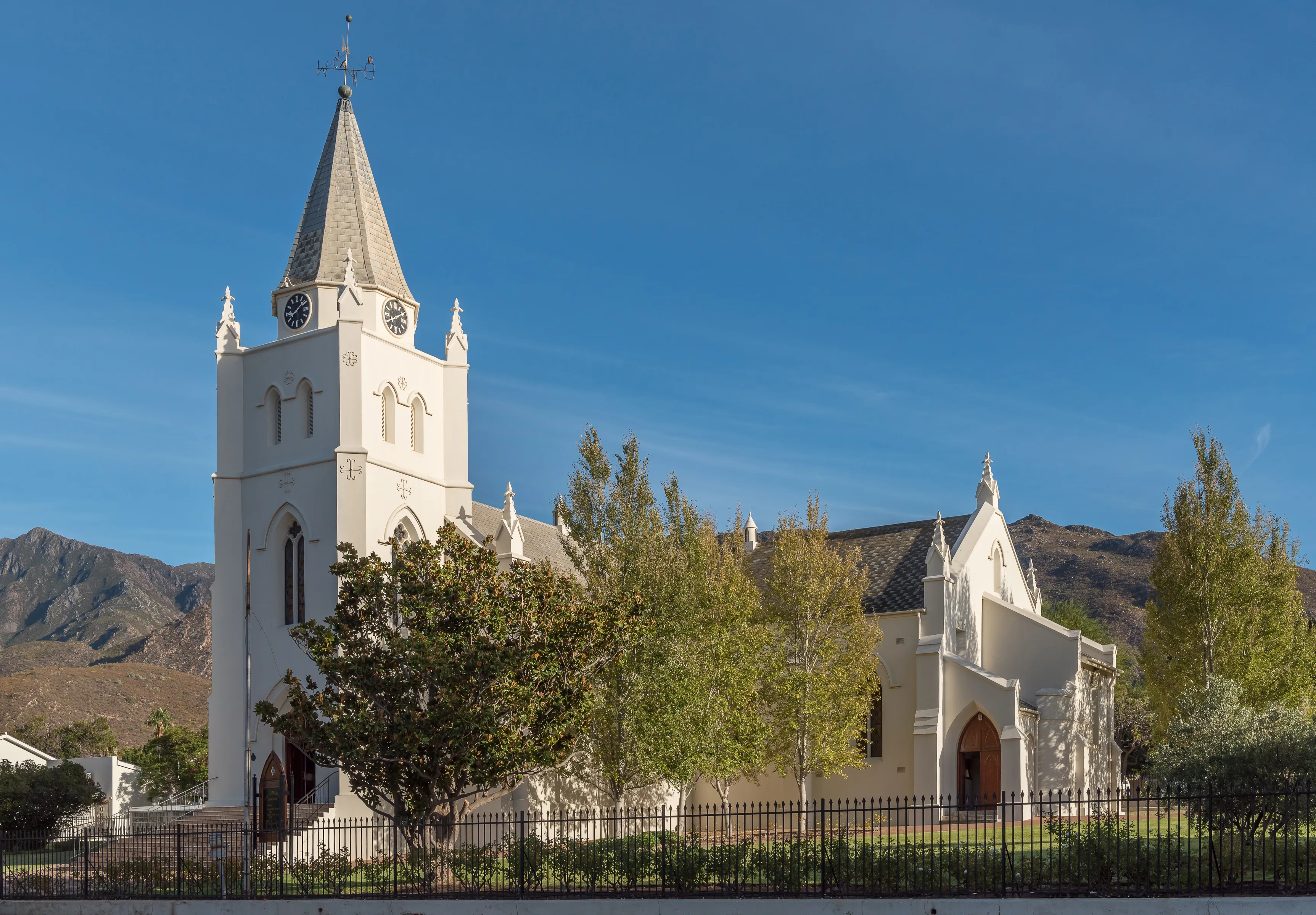 MONTAGU, SOUTH AFRICA - MARCH 26, 2017: The historic Dutch Reformed Church in Montagu, a town in the Western Cape Province