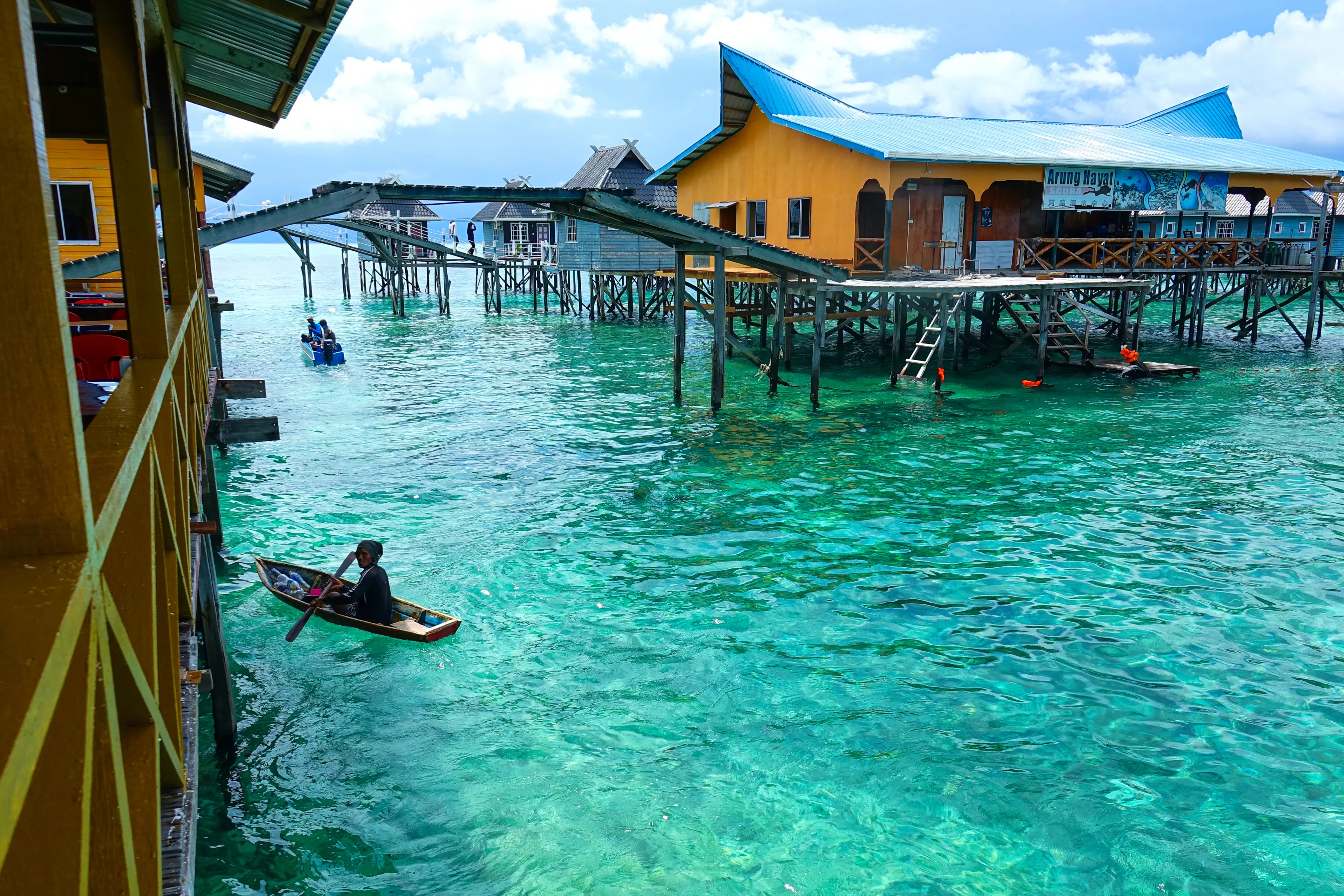 Sabah,Tawau,Semporna -Malaysia May 05 2016:Family fishing villgers on the island of Semporna in Malaysia 