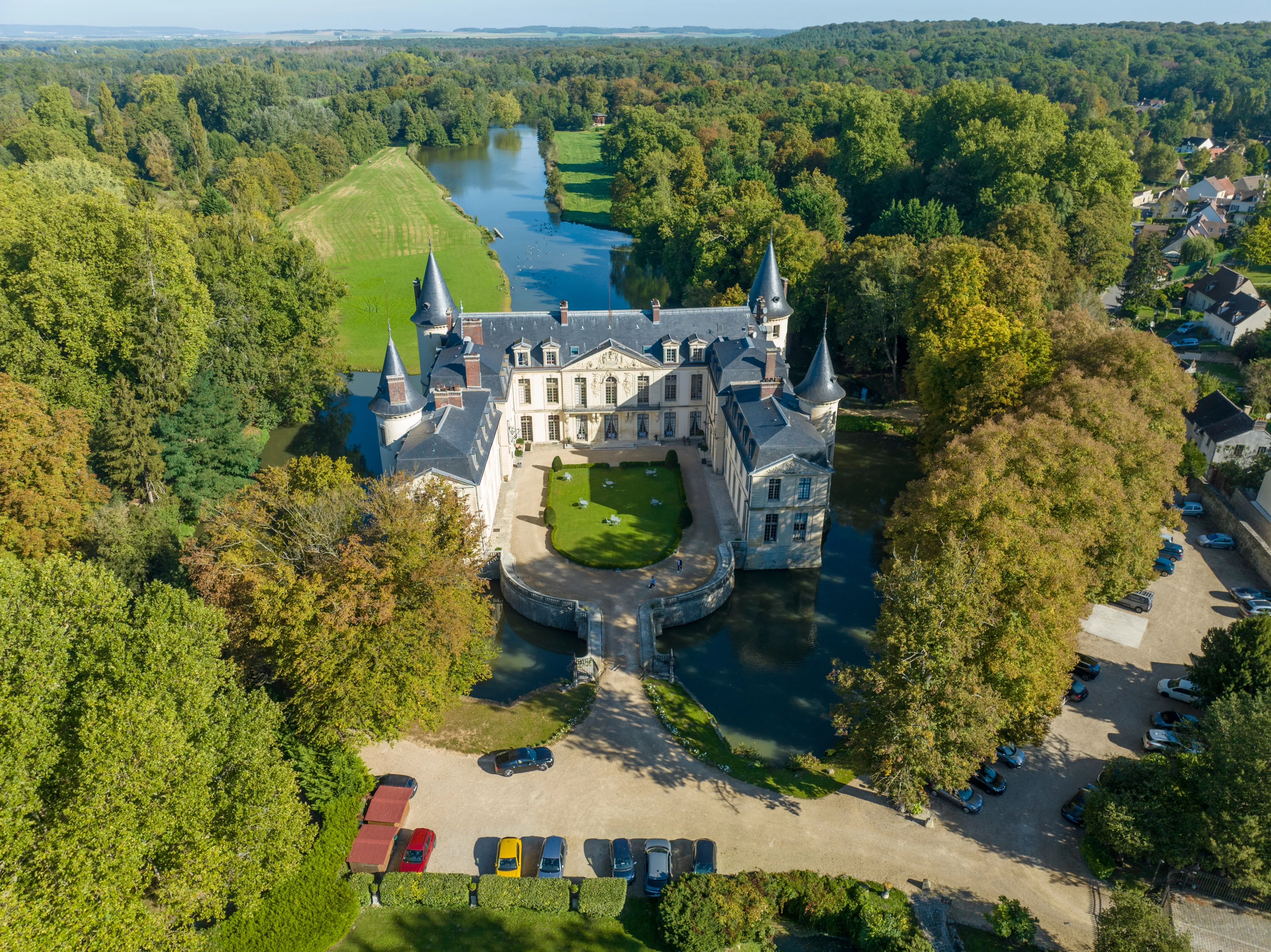 Aerial view , France, Hauts de France , Oise, Château Ermenonville