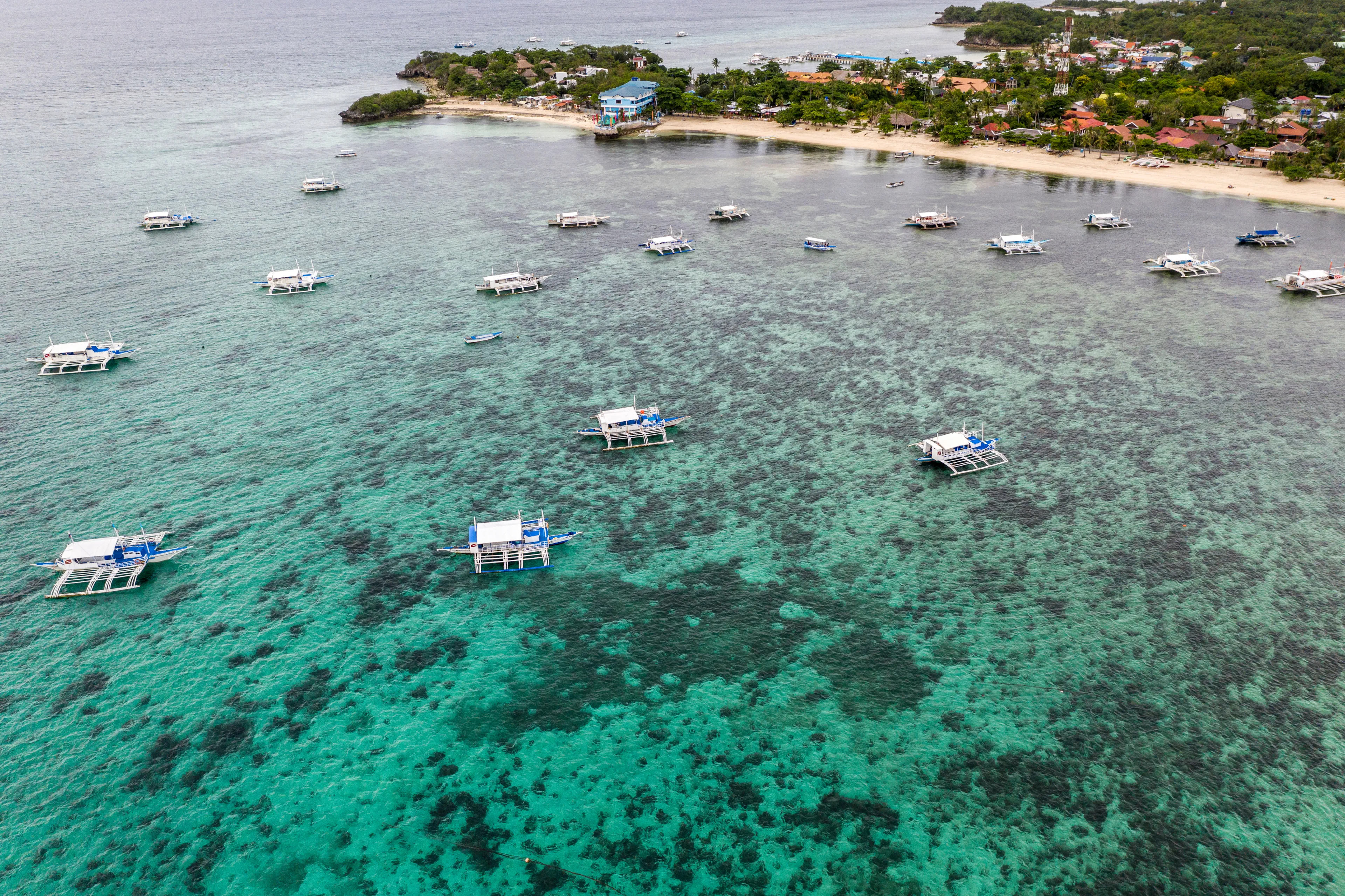 Aerial view of Scuba Diving island - Malapascua, Daanbantayan, Philippines
