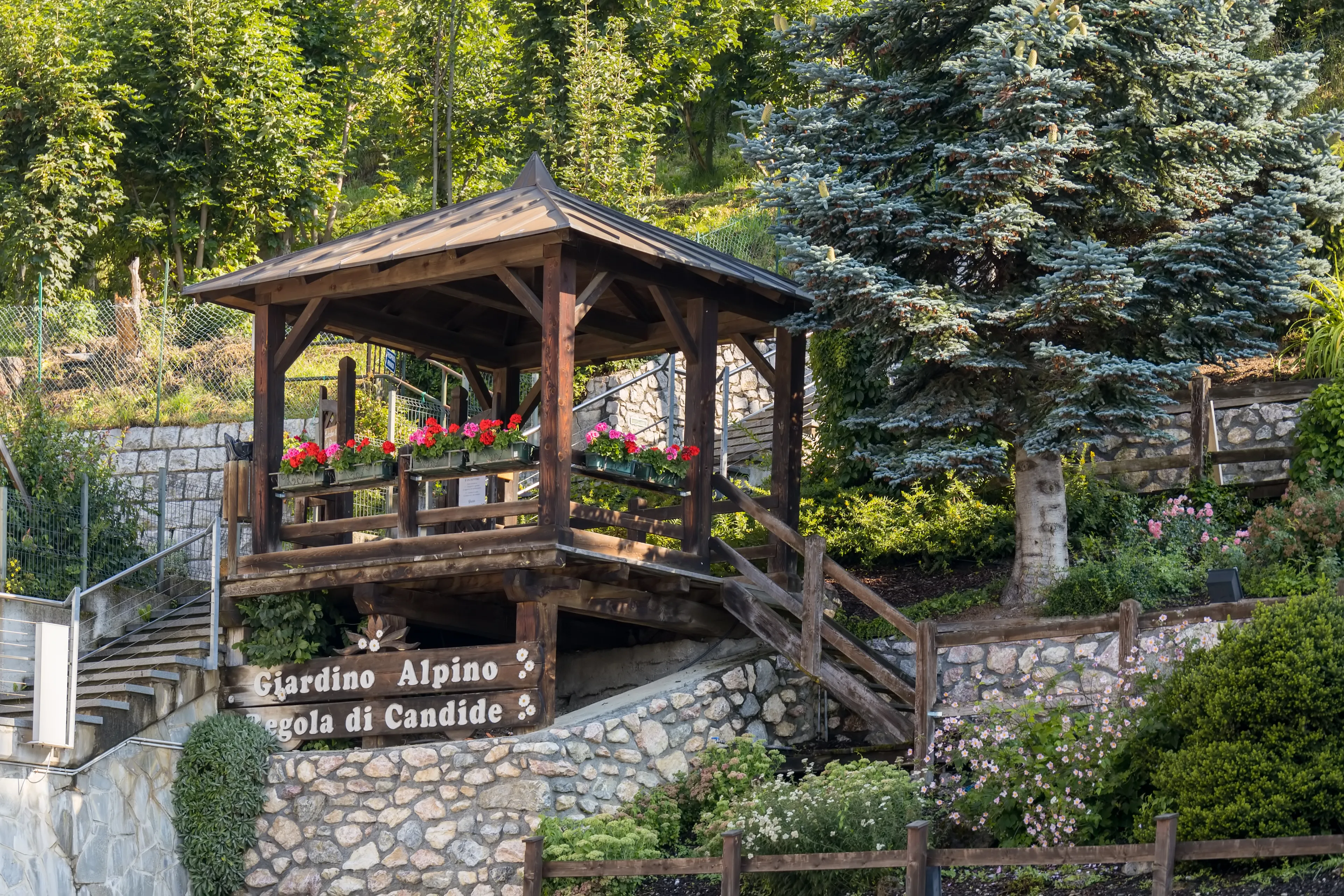 CANDIDE, VENETO/ITALY - AUGUST 10 : Entrance to the Alpine Garden in Candide, Veneto, Italy on August 10, 2020
