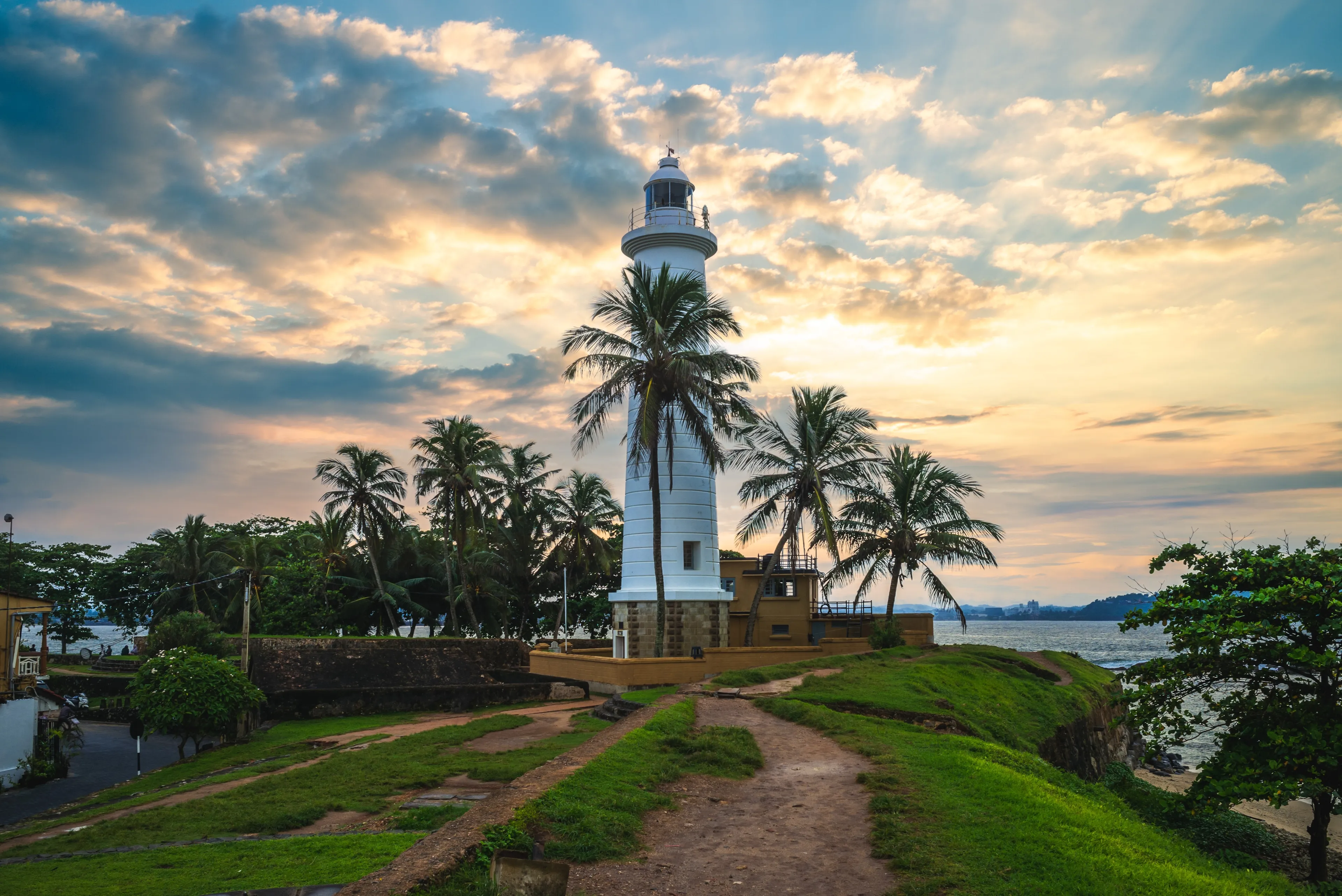 Galle Lighthouse and coast in Galle, Southern Province of Sri Lanka