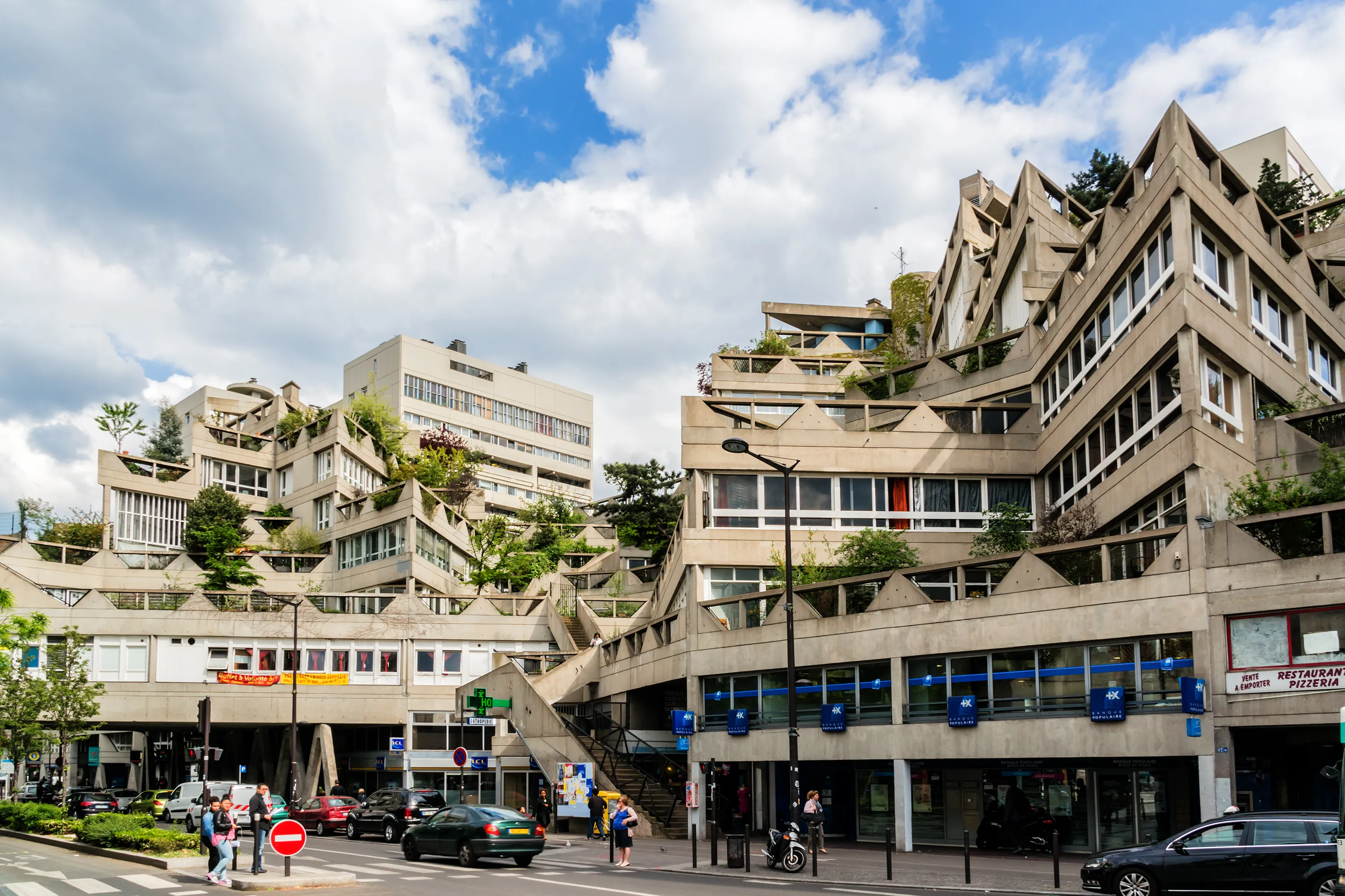 IVRY-SUR-SEINE, FRANCE - APRIL 16, 2016: Downtown of Ivry-sur-Seine. Ivry-sur-Seine - commune in the Val-de-Marne department in the southeastern suburbs of Paris (5.3 km from center of Paris).