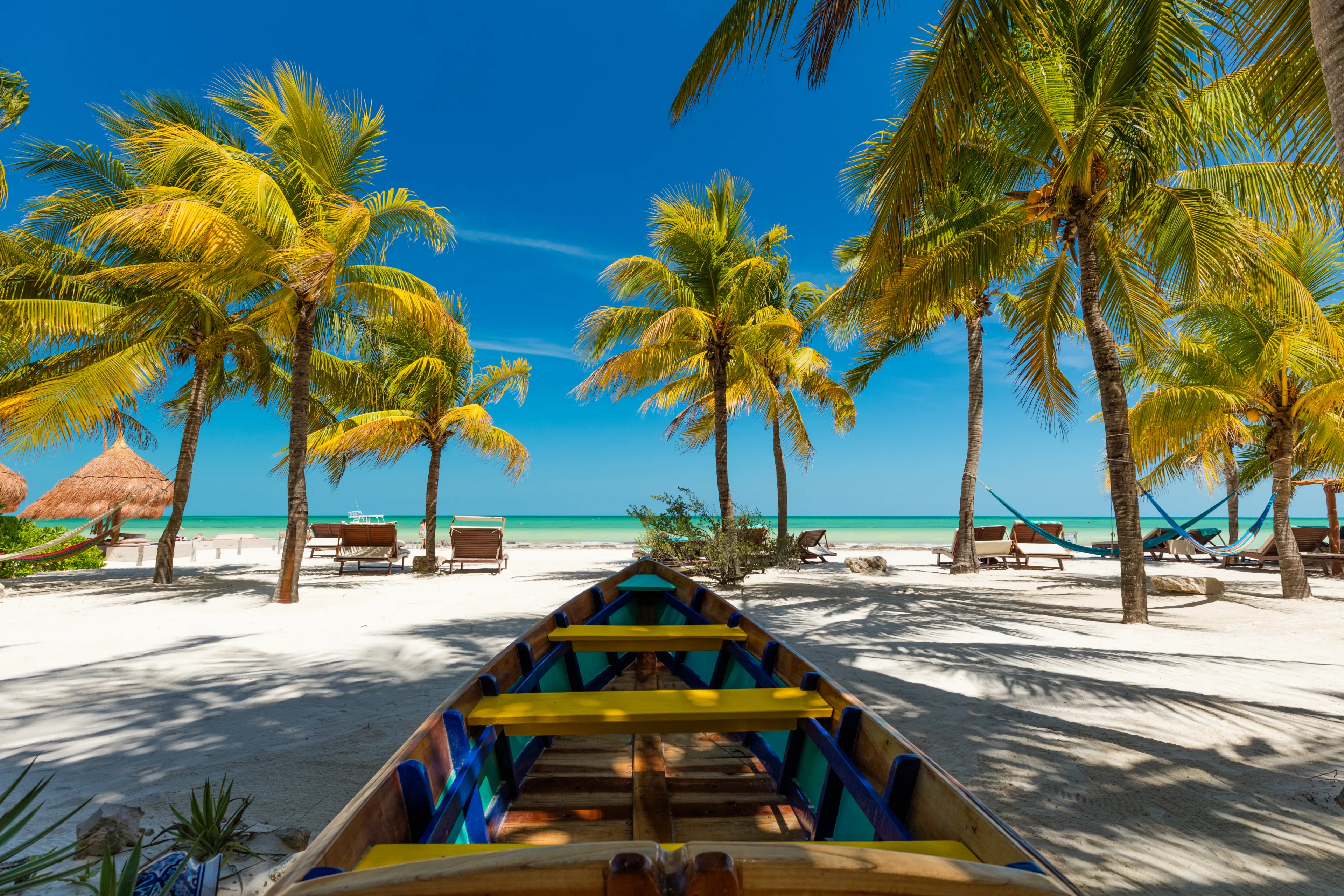 Tropical beach setting on Isla Holbox, Quintana Roo, Mexico