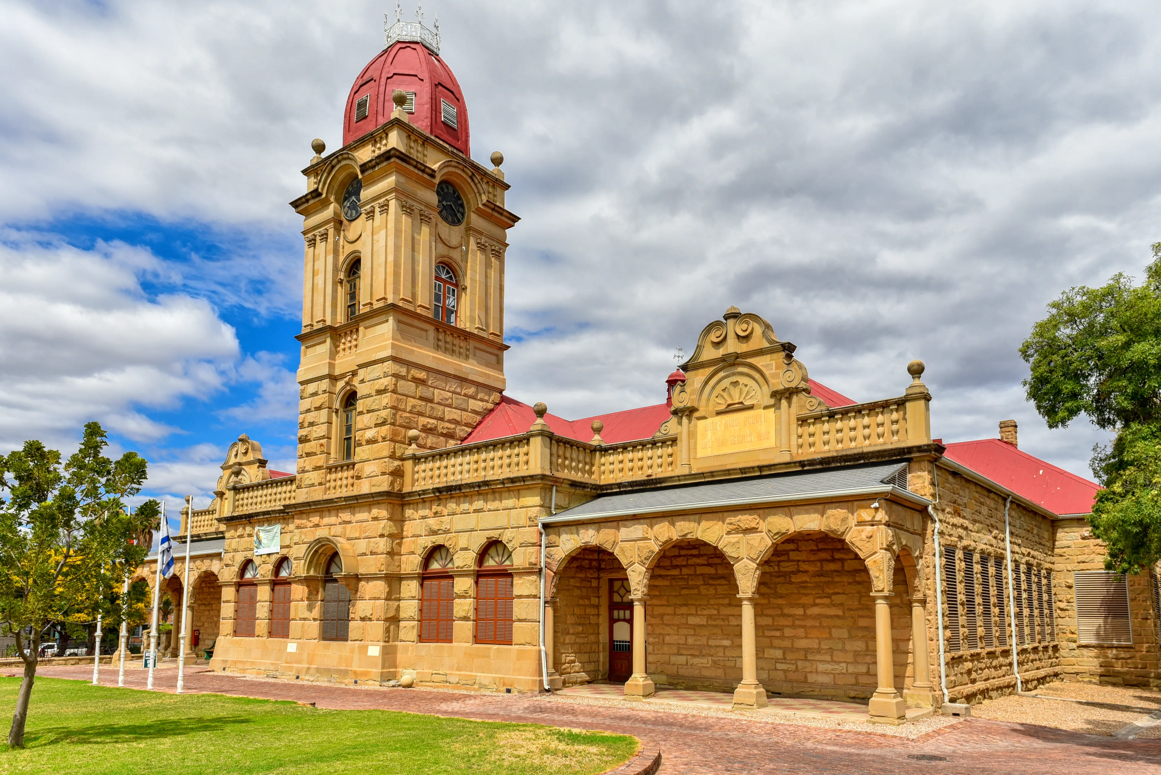 The CP Nel Museum is a museum in Oudtshoorn, South Africa, which houses exhibits depicting the role of the ostrich trade in the town's history built in 1907. Oudtshoorn, Western Cape, South Africa 