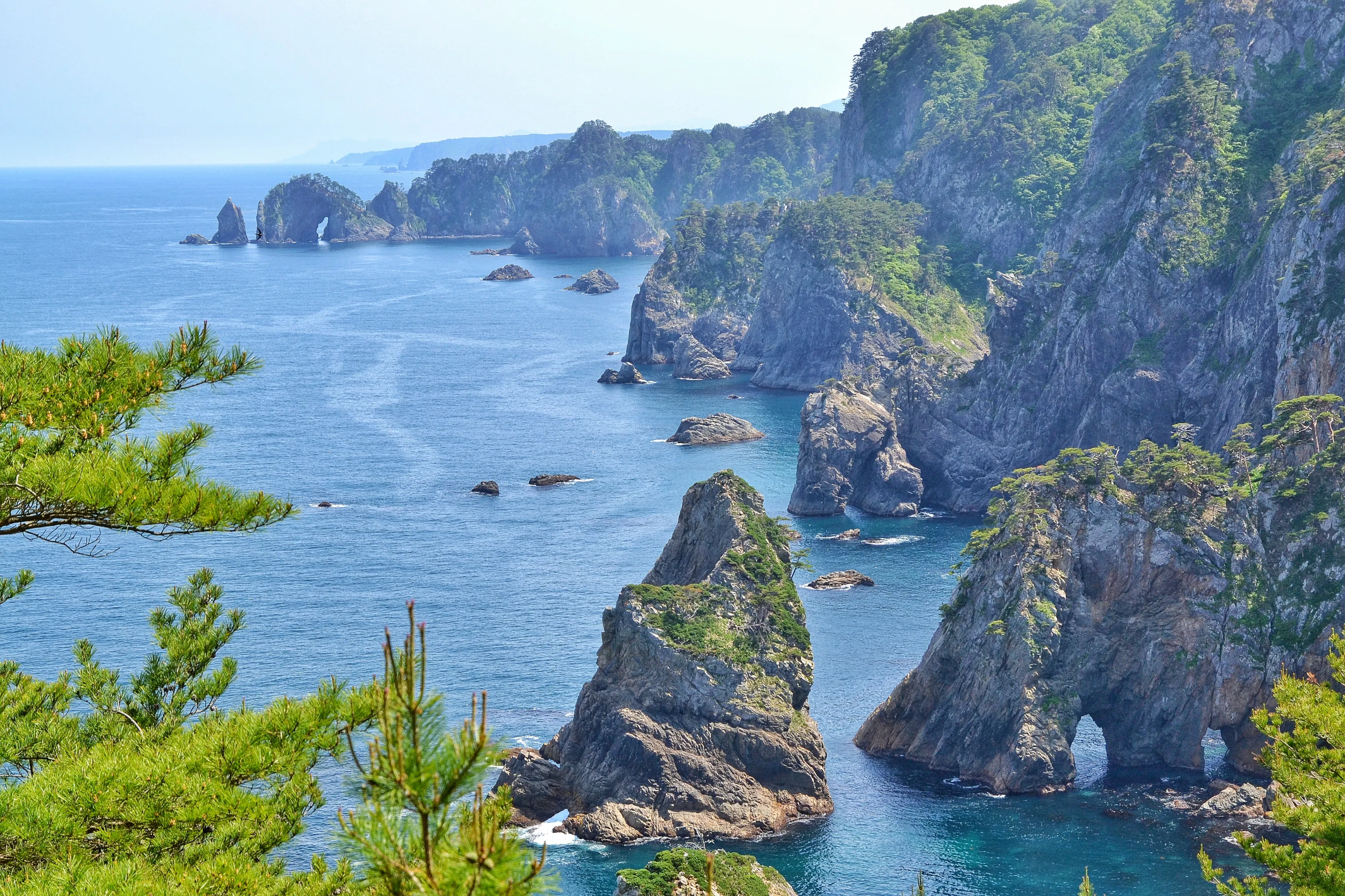 Kitayamazaki cliff, seen from Kitayamazaki Observatory at Iwate Perfecture, Japan