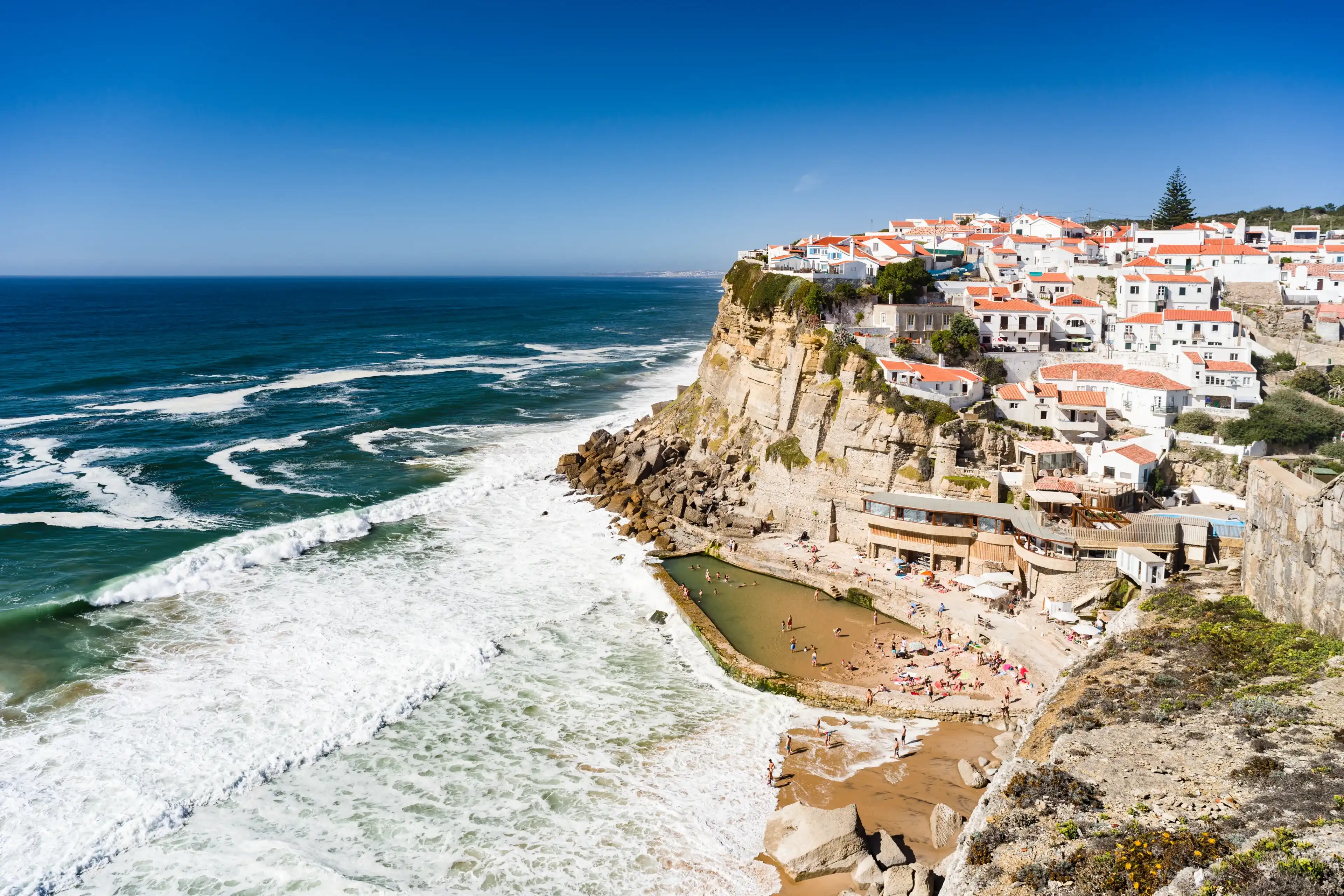 Azenhas do Mar, typical village on top of oceanic cliffs, Portugal Azenhas do Mar, typical village on top of oceanic cliffs, Portugal