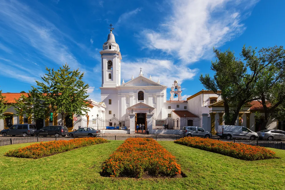 BUENOS AIRES, ARGENTINA - APRIL 4, 2019: Recoleta Nuestra Senora del Pilar Church in Buenos Aires, Argentina. Was built as part of the Franciscan monastery, completed in 1732. 