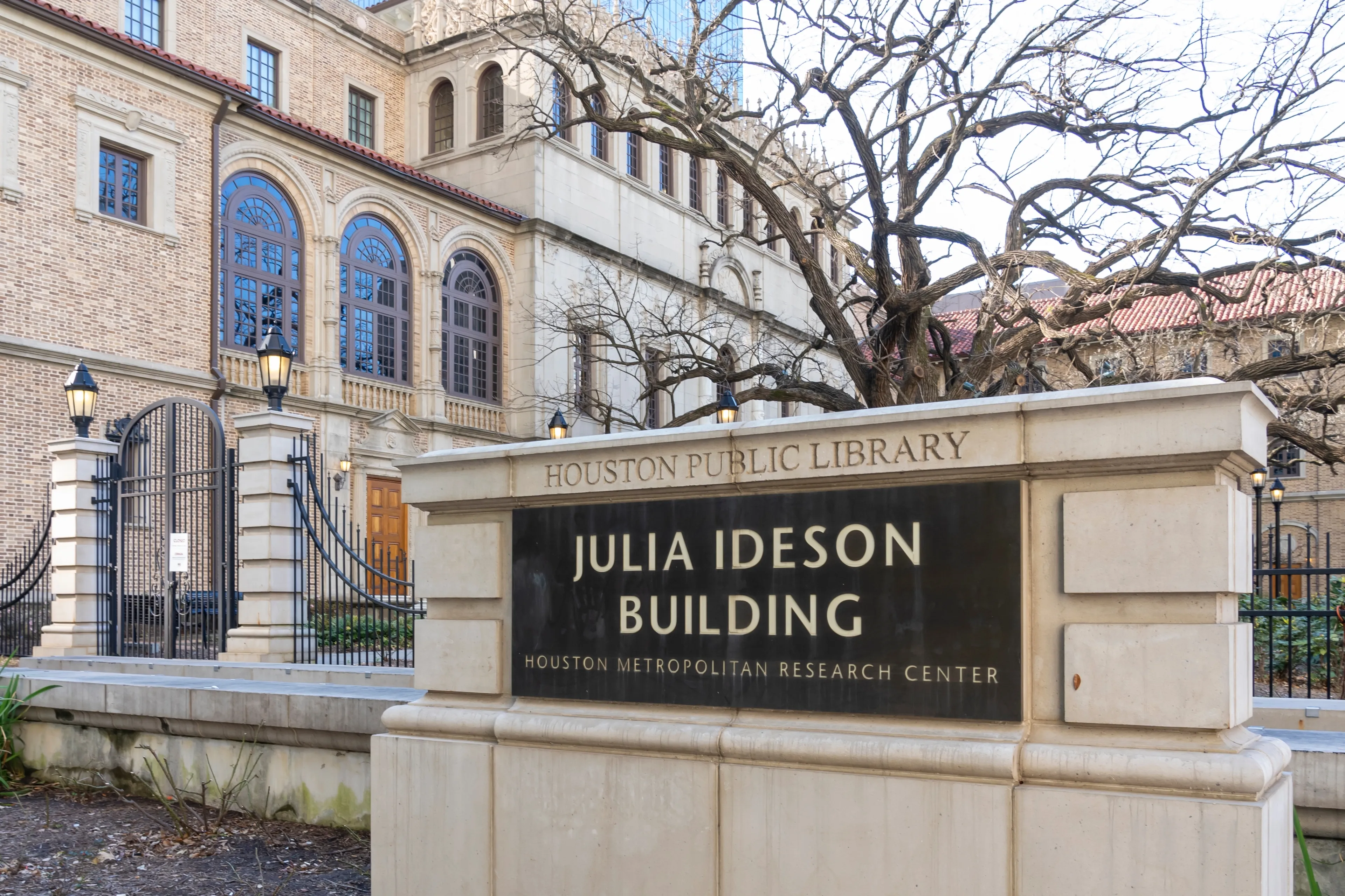 Houston, TX, USA - February 27, 2022: Julia Ideson Building in Houston, TX, USA. The Julia Ideson Building is a Houston Public Library facility in Downtown Houston. 