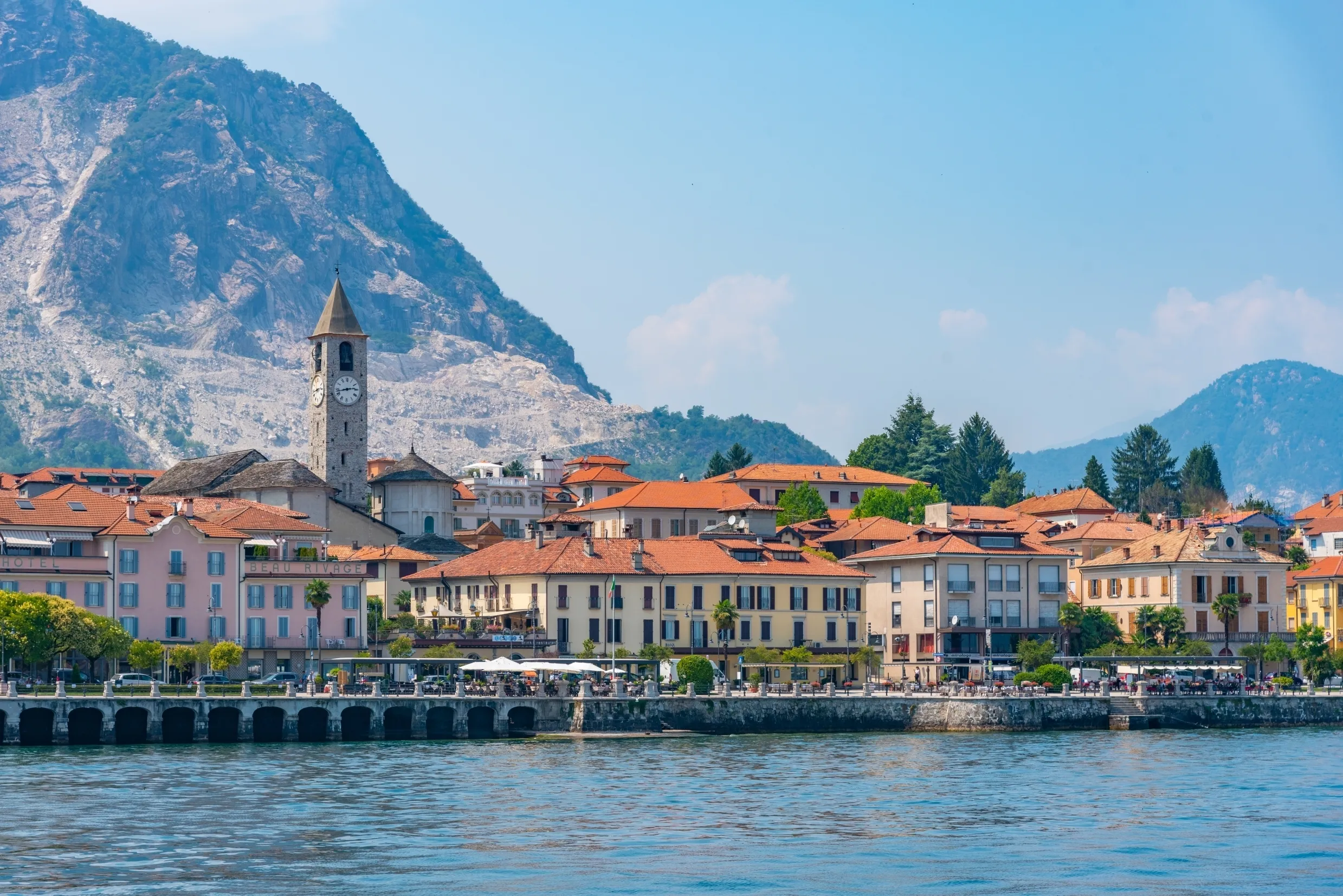 BAVENO, ITALY, JULY 24, 2019: Cityscape of Baveno, Italy