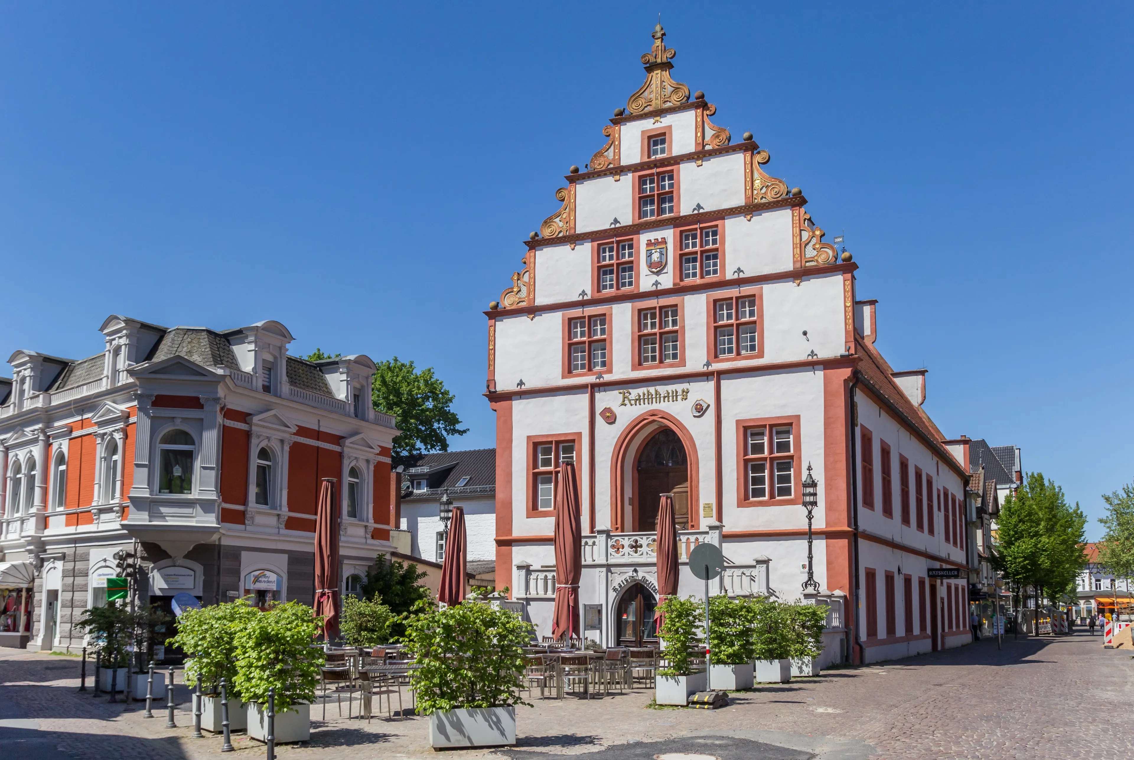 BAD SALZUFLEN, GERMANY - MAY 07, 2018: Historic town hall in the center of Bad Salzuflen, Germany