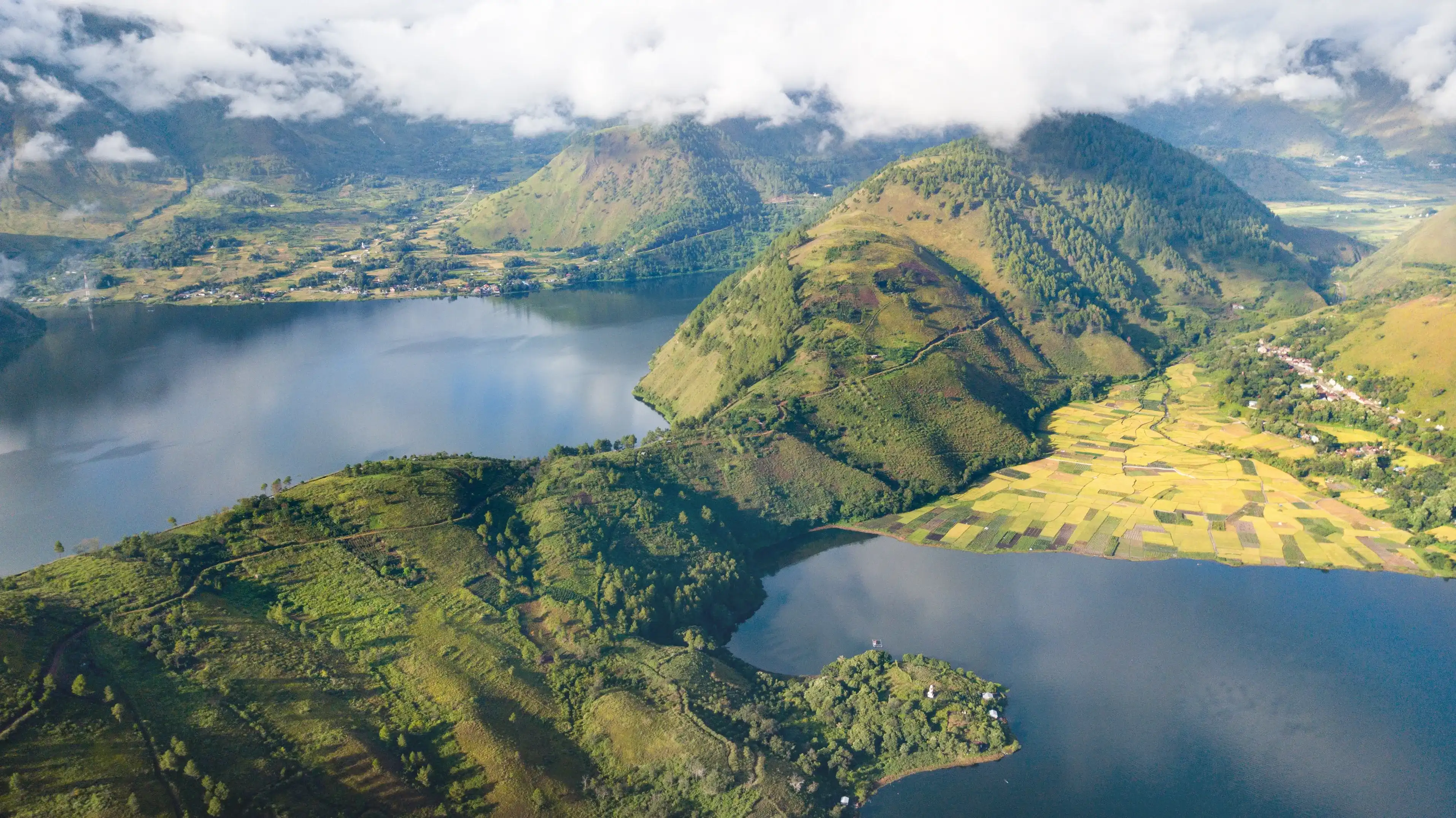 Aerial view over Toba lake,North Sumatra,Indonesia Aerial view over Toba lake,North Sumatra,Indonesia