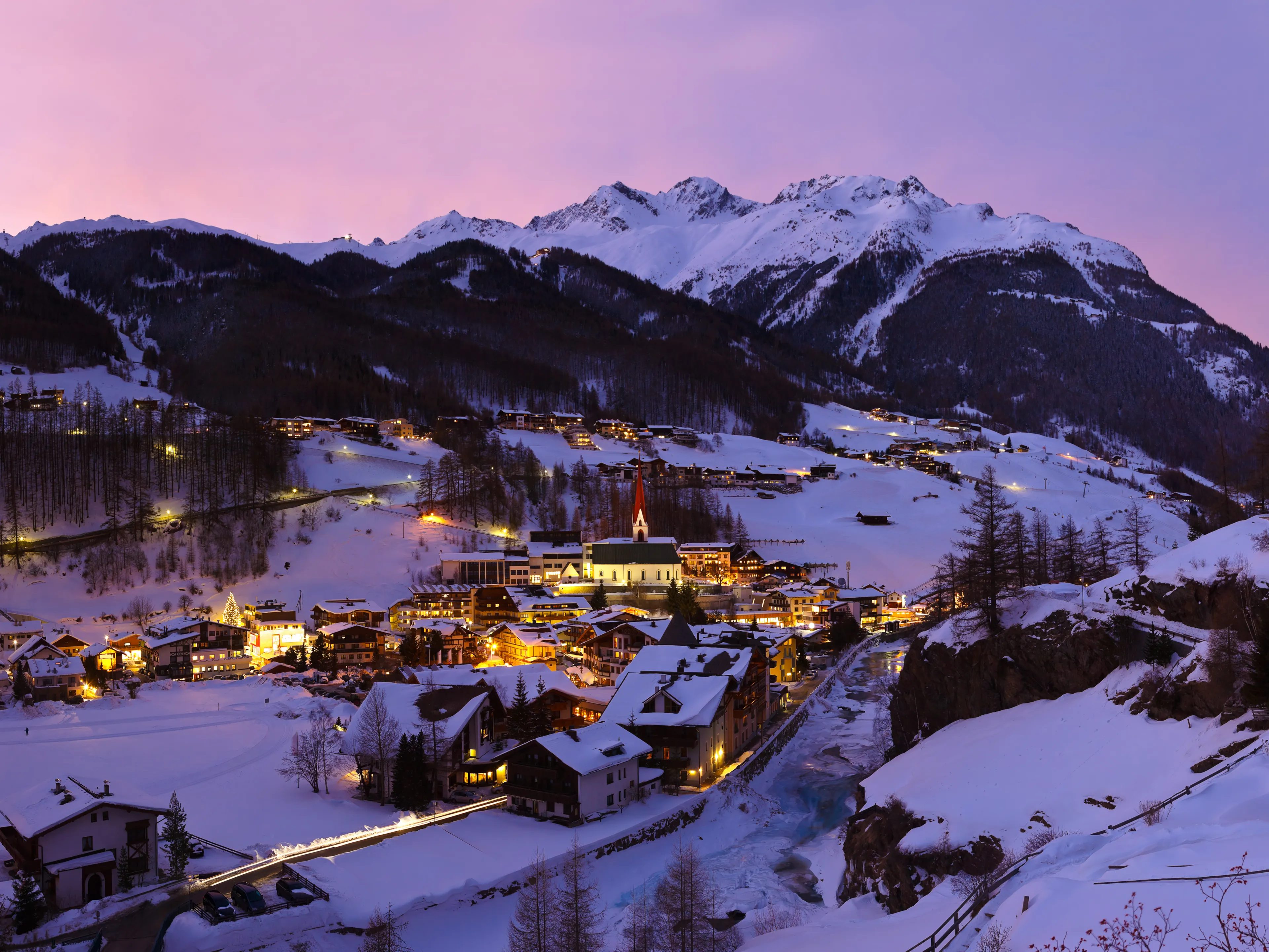 Mountains ski resort Solden Austria - nature and architecture background
