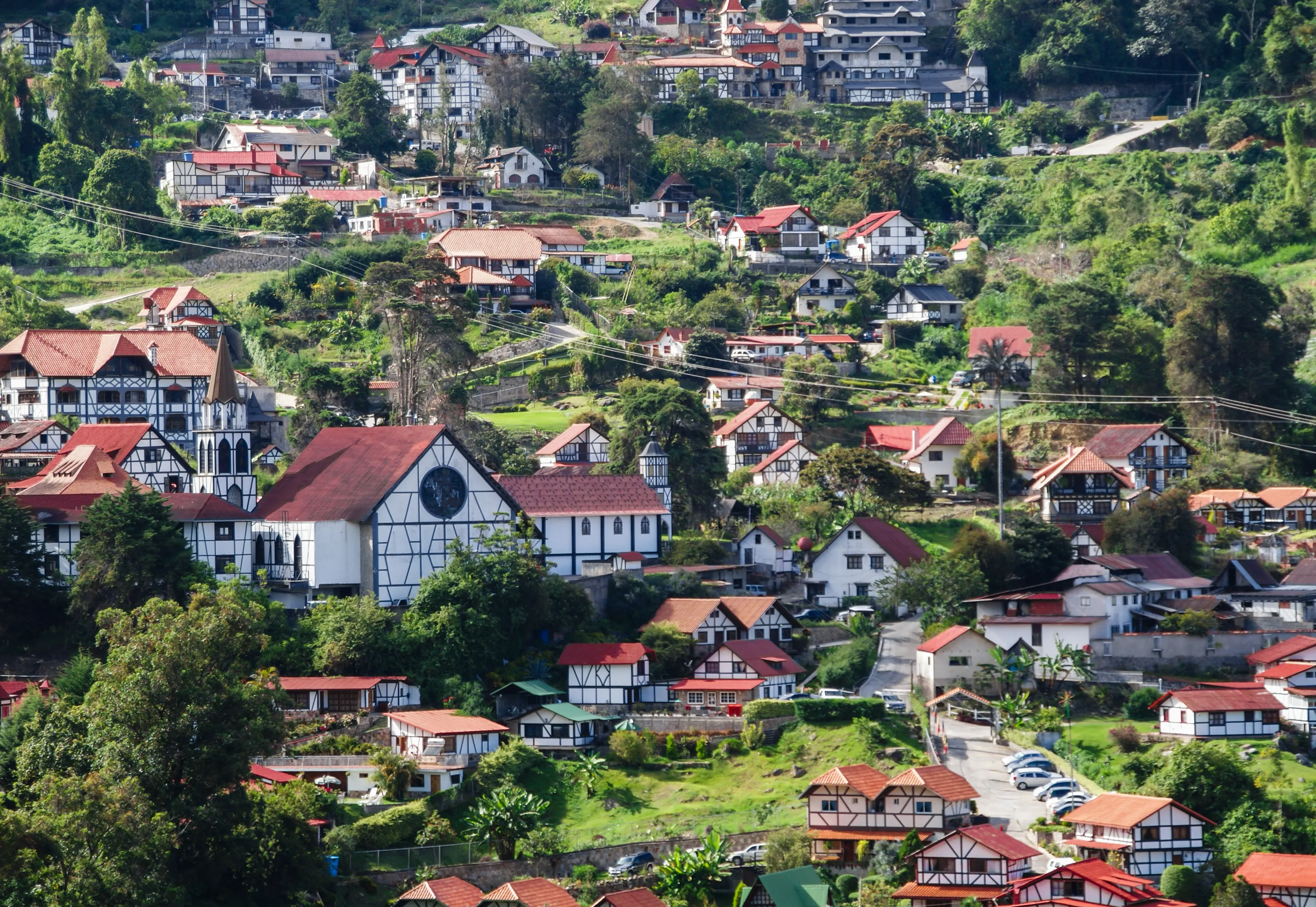 View of the rural town of Colonia Tovar, in Aragua state, Venezuela.