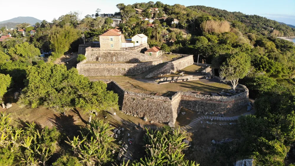 Aerial view of Forte deSão João da Ponta Grossa Florianópolis Santa Catarina Brazil