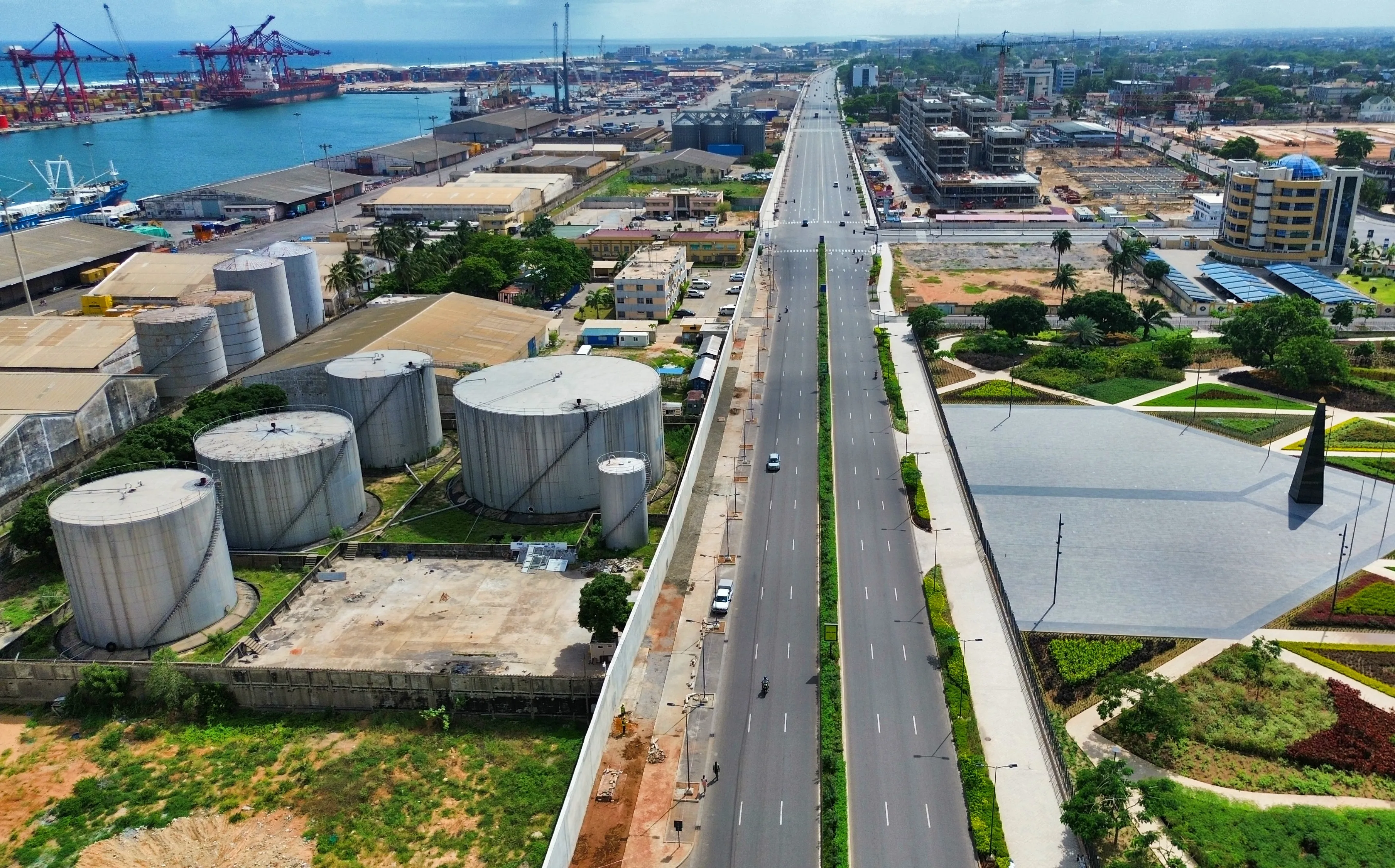 Cotonou, Benin - June 20th, 2024 - panoramic view over the city Cotonou, seat of government in Benin 