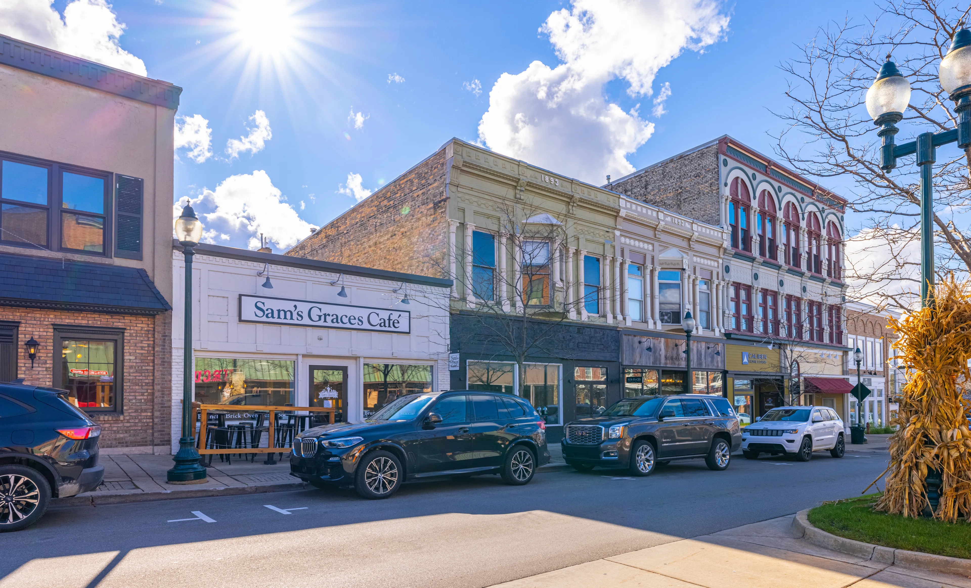 Petoskey, Michigan, USA - October 23, 2021: The historic business district on Mitchell Street