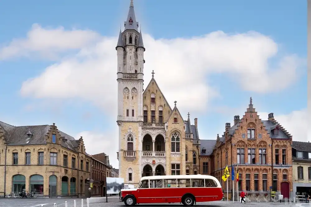 Poperinge is a Belgian city in the province of West Flanders. View of the market square and the local church. Poperinge is a Belgian city in the province of West Flanders. View of the market square and the local church.