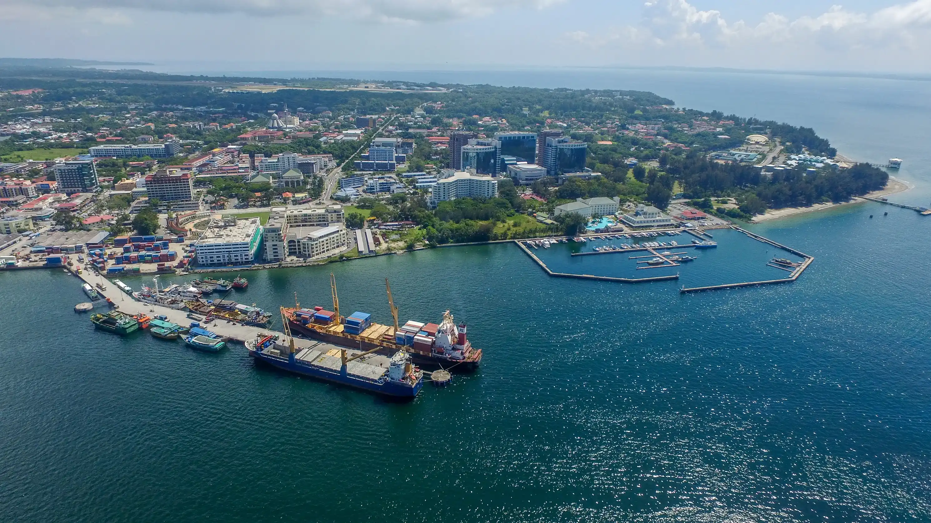 Aerial view of the Labuan Pearl of Borneo,Malaysia.Labuan is an international financial centre & Malaysia only deep water anchorage. Aerial view of the Labuan Pearl of Borneo,Malaysia.Labuan is an international financial centre & Malaysia only deep water anchorage.