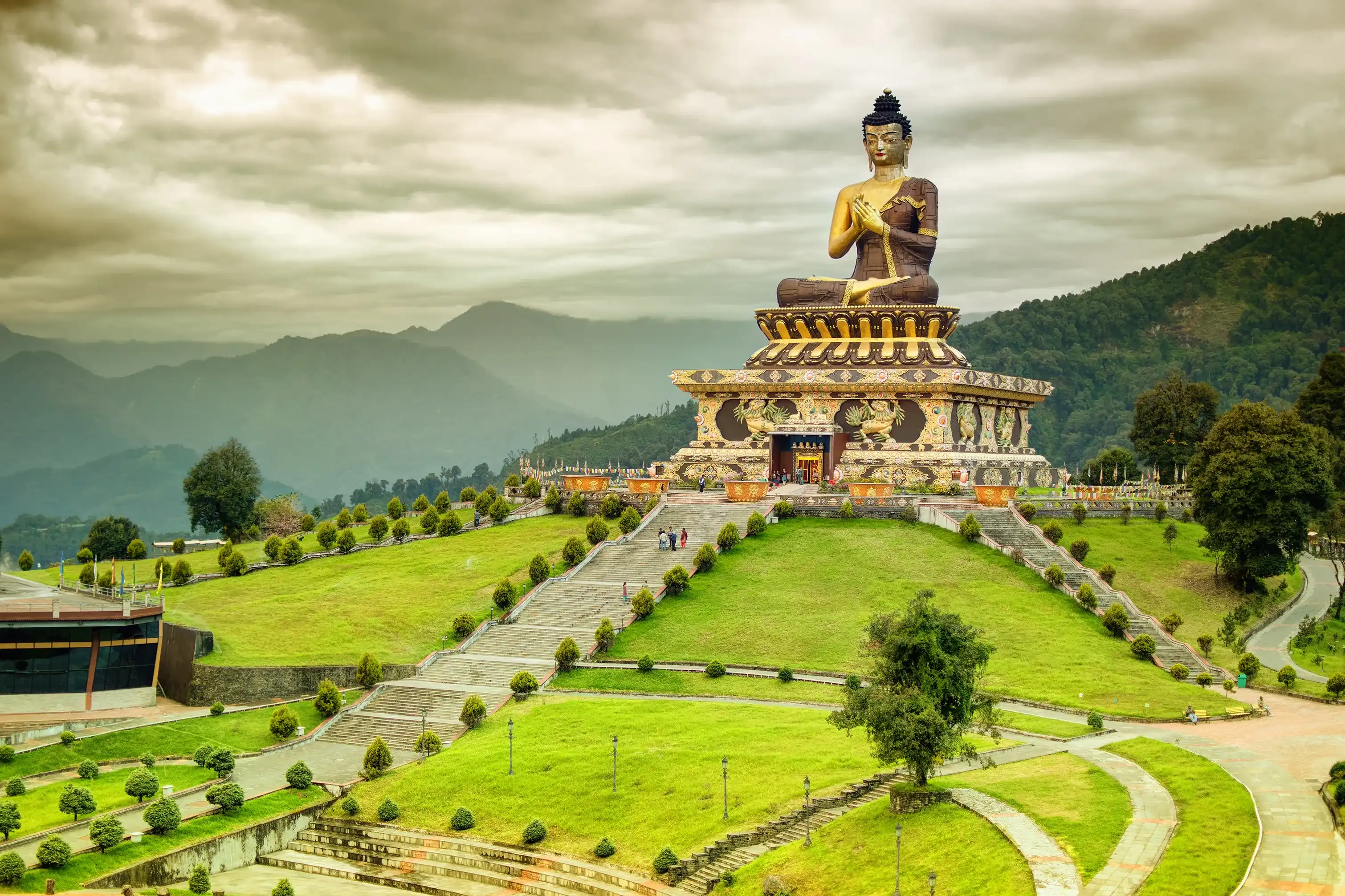 Beautiful huge statue of Lord Buddha, at Rabangla , Sikkim , India. Surrounded by Himalayan Mountains it is called Buddha Park - a popular tourist attraction. Beautiful huge statue of Lord Buddha, at Rabangla , Sikkim , India. Surrounded by Himalayan Mountains it is called Buddha Park - a popular tourist attraction.