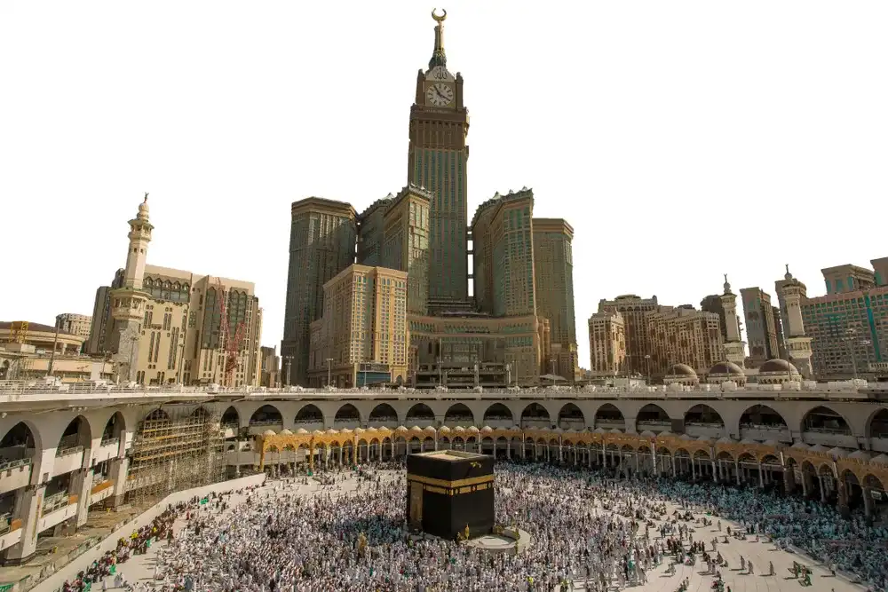 Skyline of MECCA SAUDI ARABIA,April-2018, royal clock tower in makkah,MECCA white sky background, Skyline of MECCA SAUDI ARABIA,April-2018, royal clock tower in makkah,MECCA white sky background,