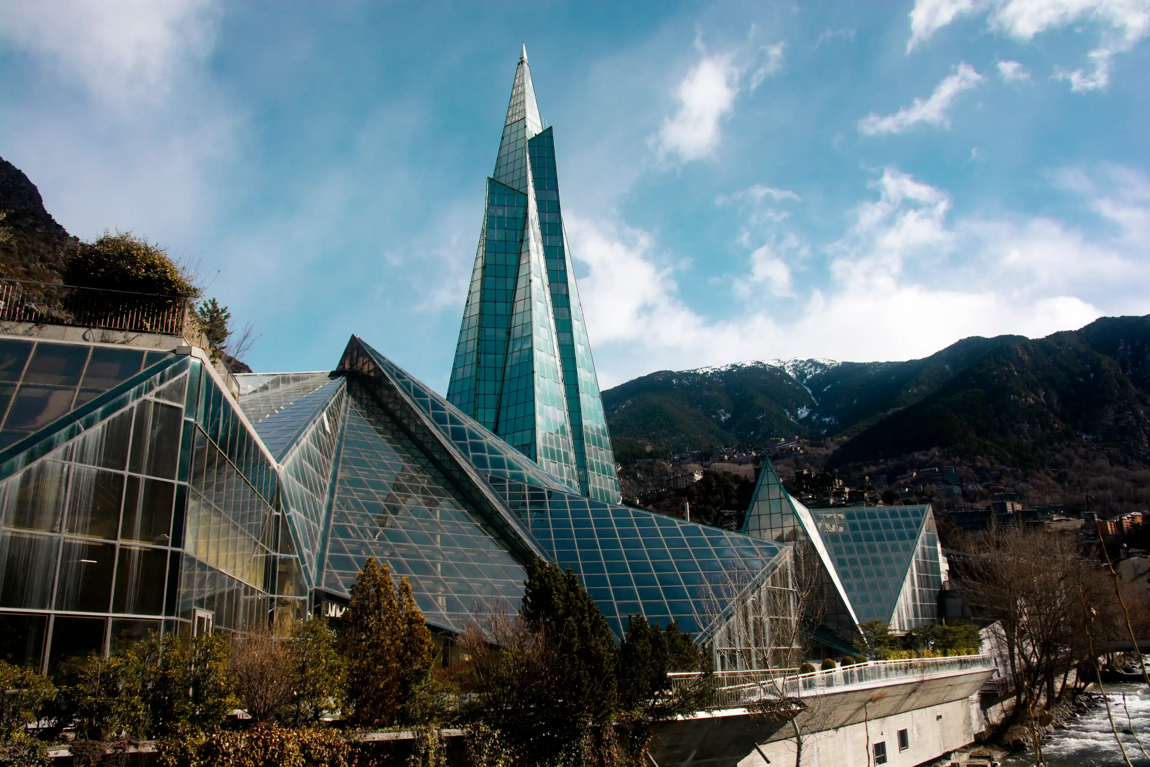 Andorra, Andorra la Vella -02.02.2018, Caldea Thermal Complex, Caldea Wellness Thermal Complex. Andorra, Andorra la Vella -02.02.2018, Caldea Thermal Complex, Caldea Wellness Thermal Complex.