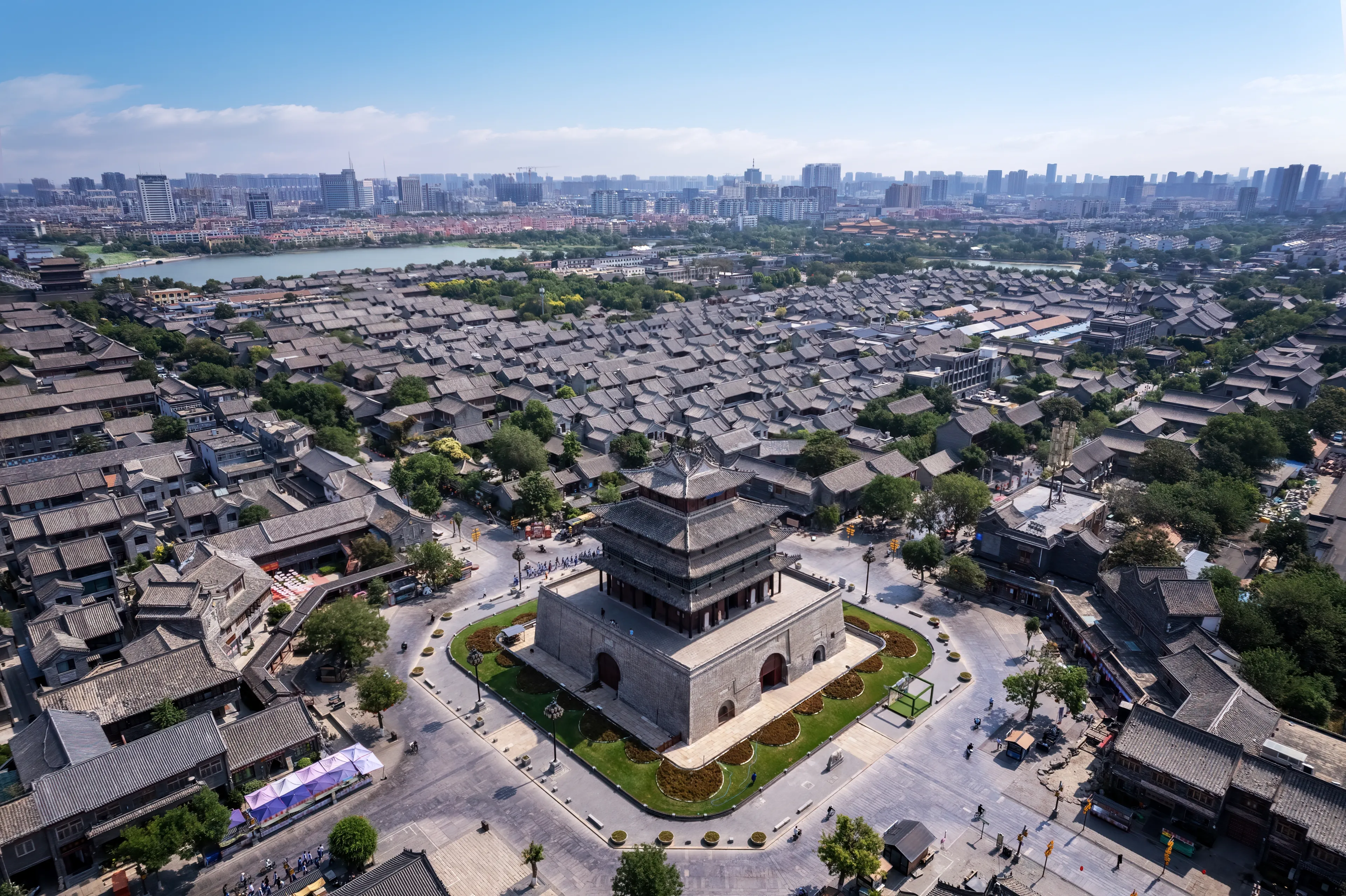 Panoramic View of Ancient Town in China