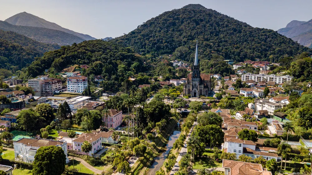 Panoramic view of Sao Pedro de Alcantara Cathedral in Petropolis, Rio de Janeiro, Brazil.