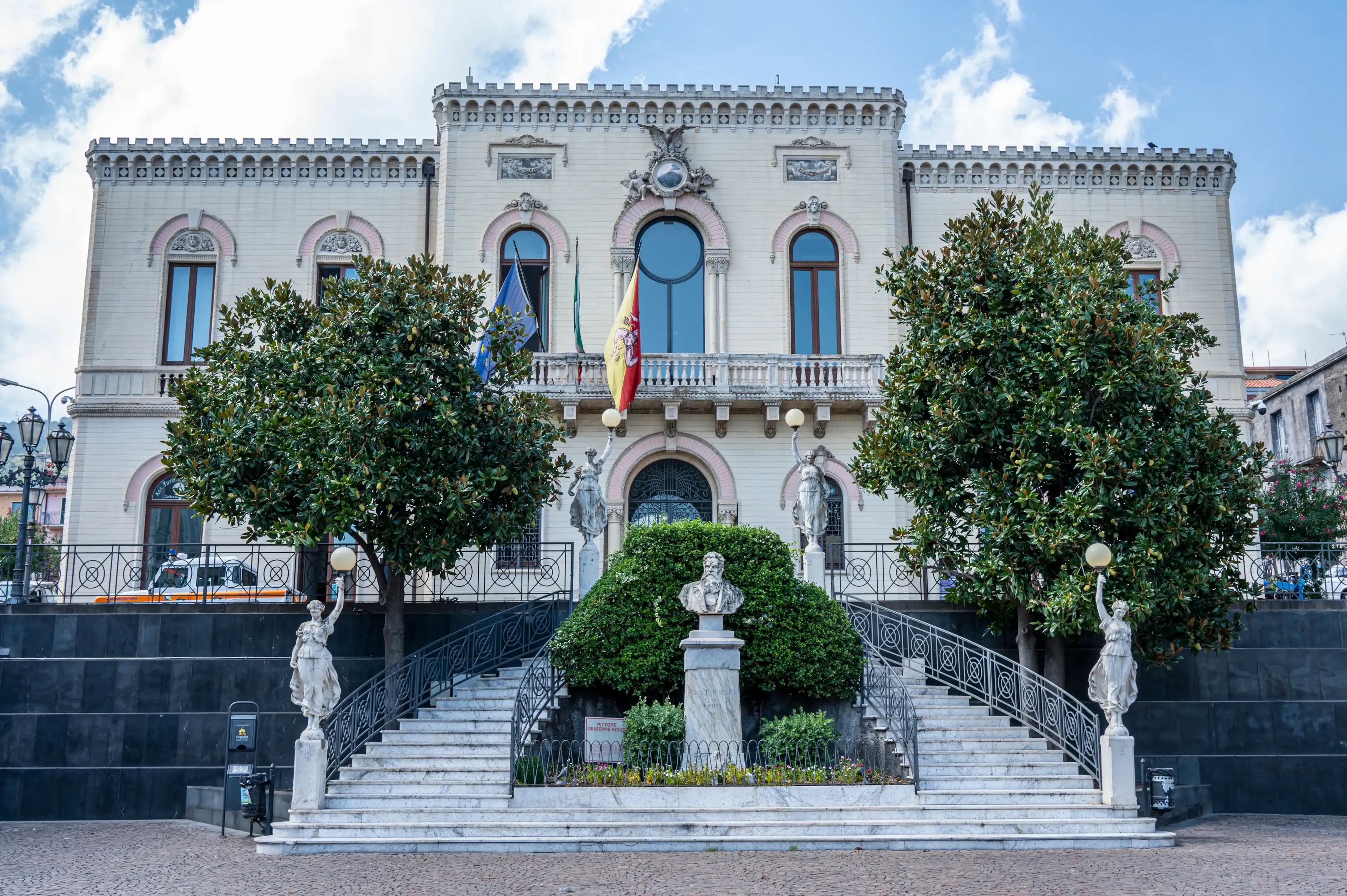 Zafferana Etnea, Italy: 09-15-2022: The City Hall of Zafferrana Etnea Zafferana Etnea, Italy: 09-15-2022: The City Hall of Zafferrana Etnea