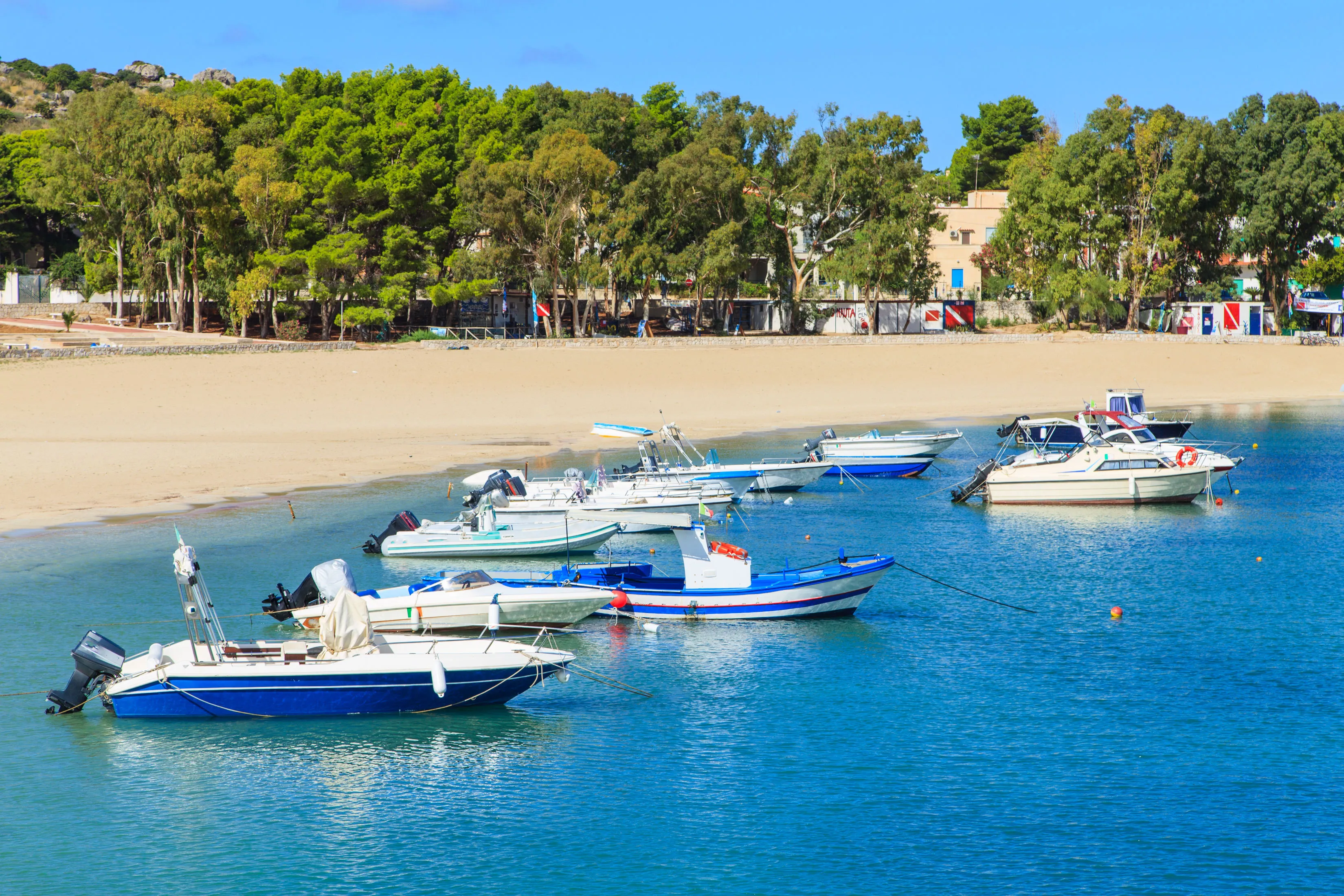 Luxury yachts in a port in San Vito Lo Capo, Sicily, Italy