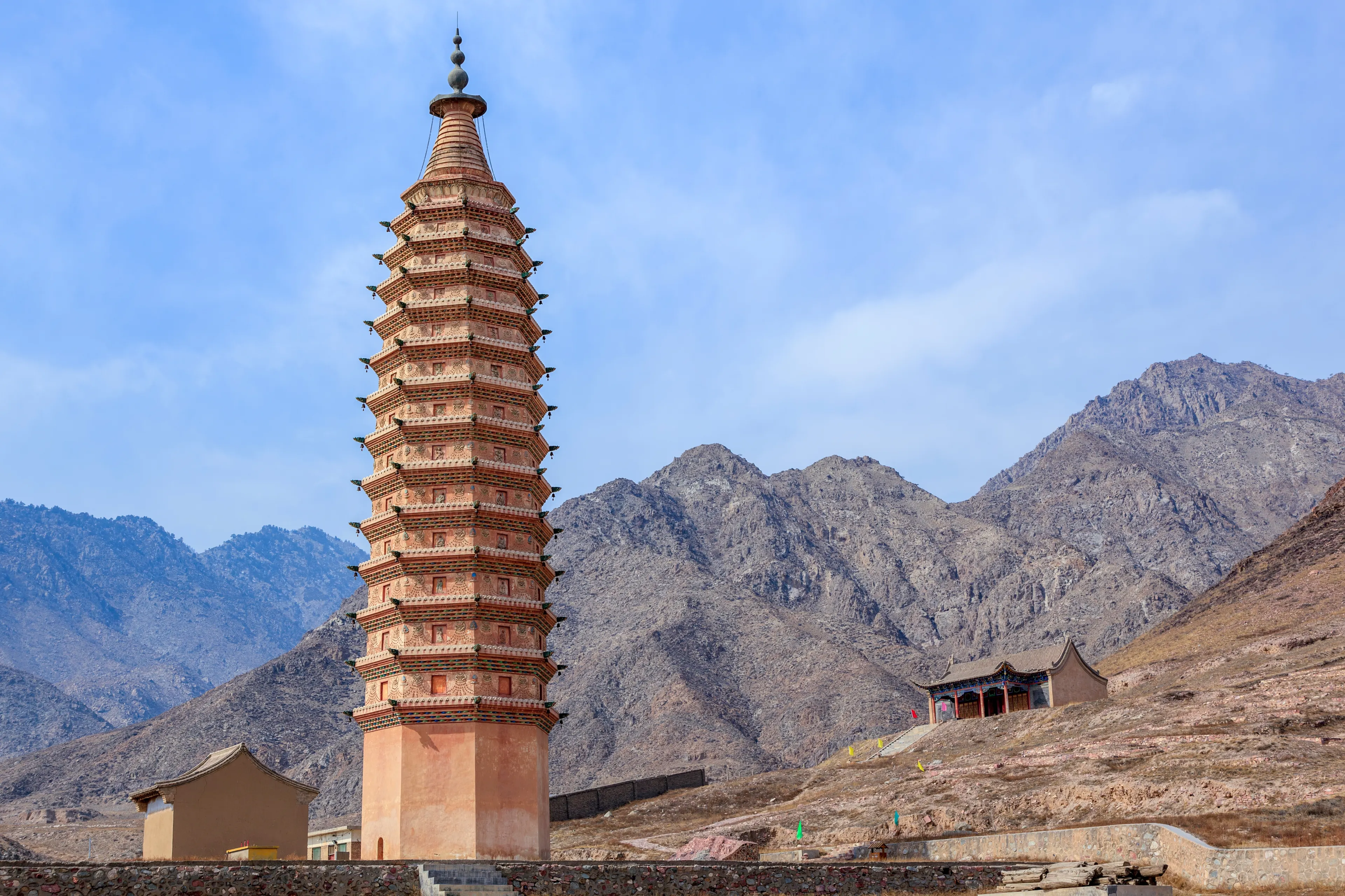 West Pagoda of Twin Pagodas at Baisikou : Yinchuan China