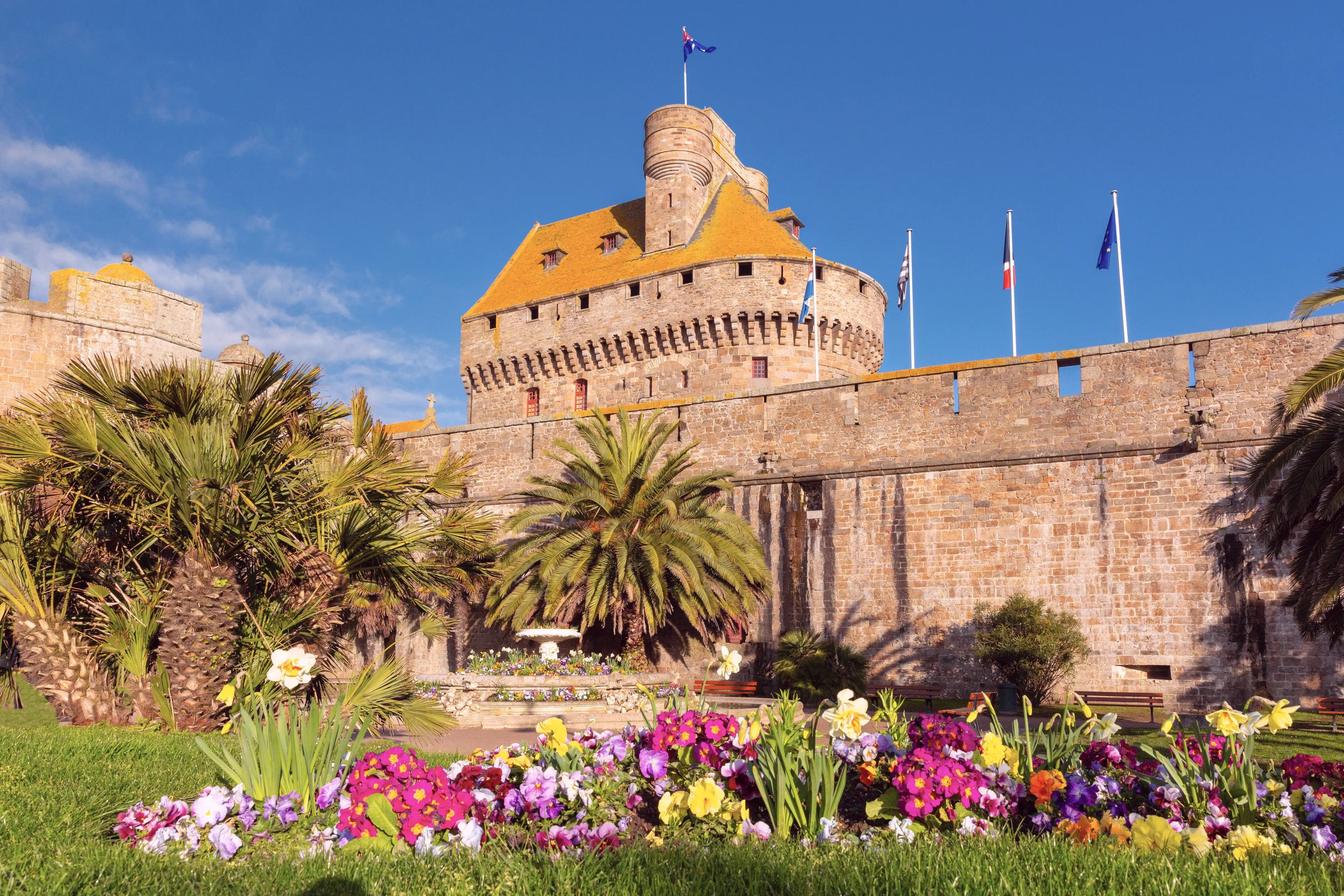 Old Town of walled city Intra-Muros in Saint-Malo, also known as city corsaire, Brittany, France