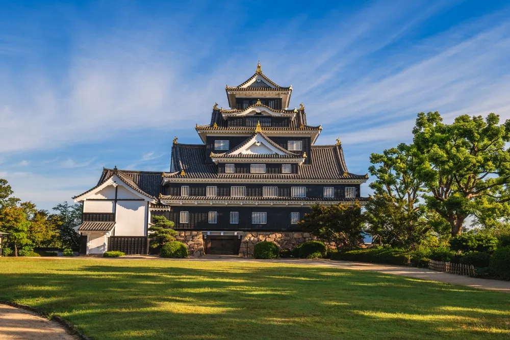Donjon Tower of Okayama Castle, aka Ujo or crow castle, in okayama, japan