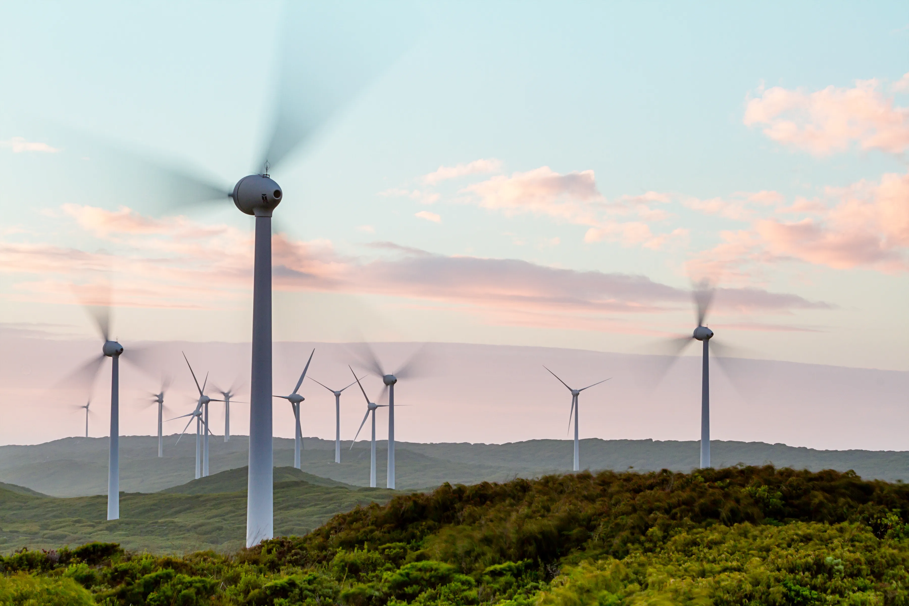 Albany wind farm at sunset, Western Australia