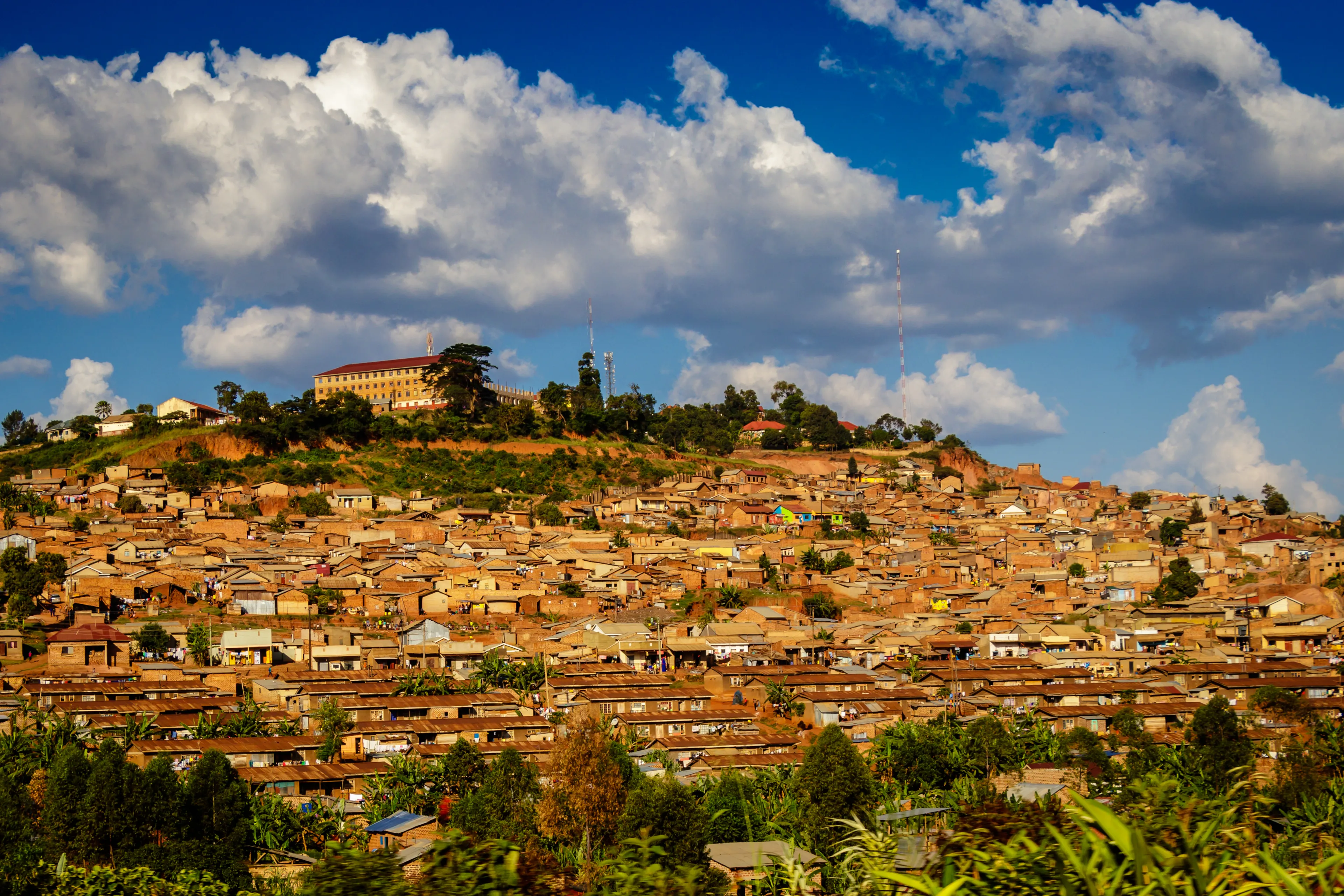 Outskirts of Kampala build on of the seven hills that are a symbol of the capital of Uganda