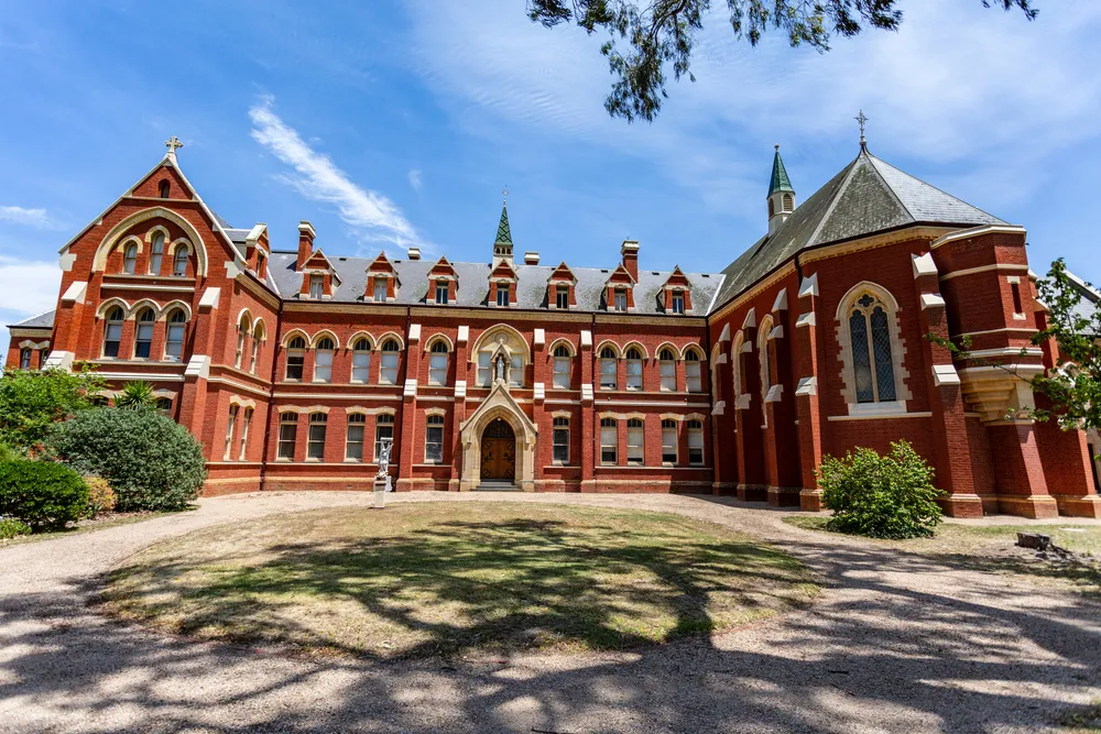 SALE, AUSTRALIA – December 21, 2019: Facade of the Catholic College Sale, Sion Campus, in Sale, Victoria, Australia