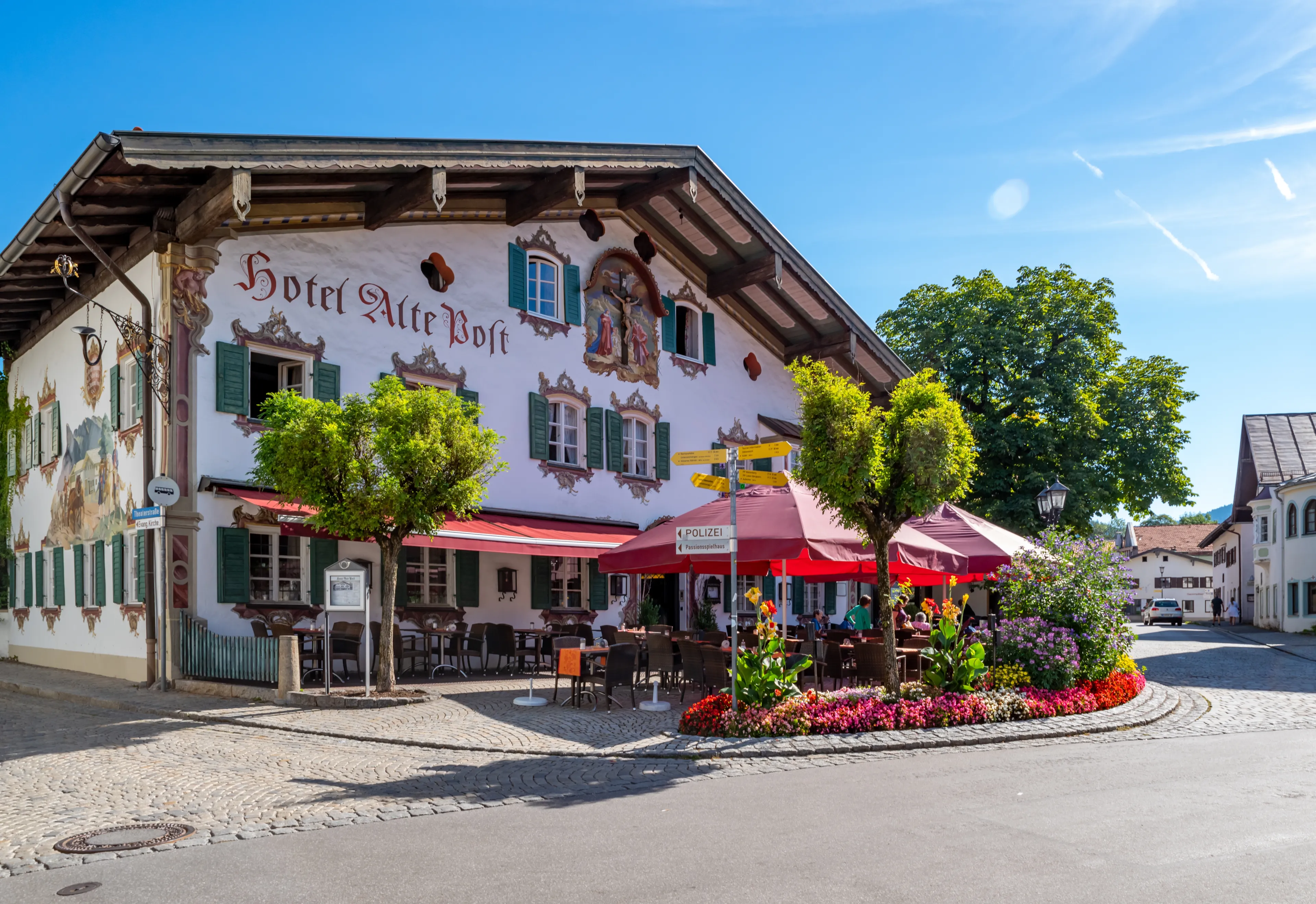 Oberammergau, Germany August 14 , 2022: Oberammergau town in Bavaria, a municipality in of Garmisch-Partenkirchen, Germany 