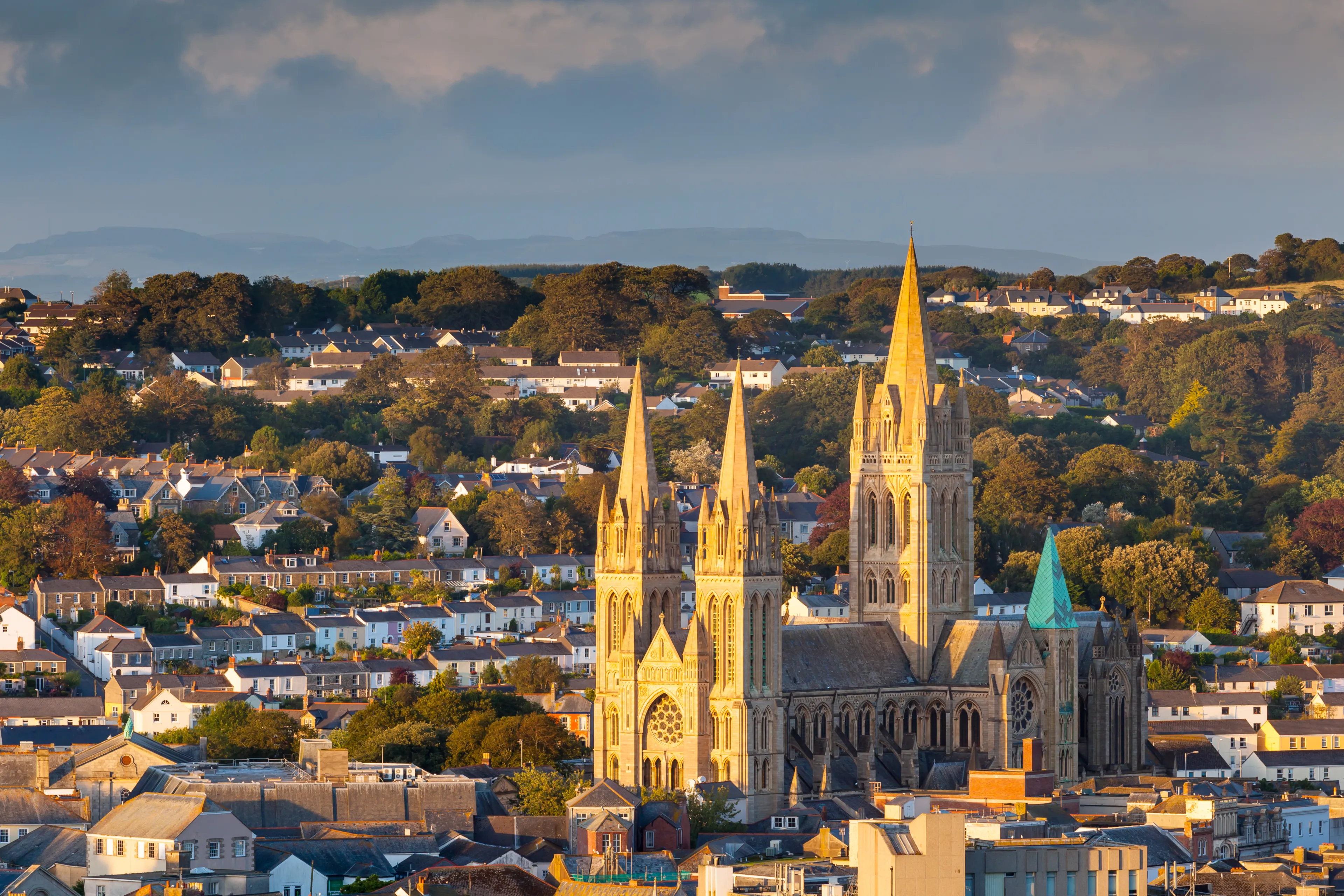 Overlooking the cathedral and city skyline, Truro Cornwall England UK