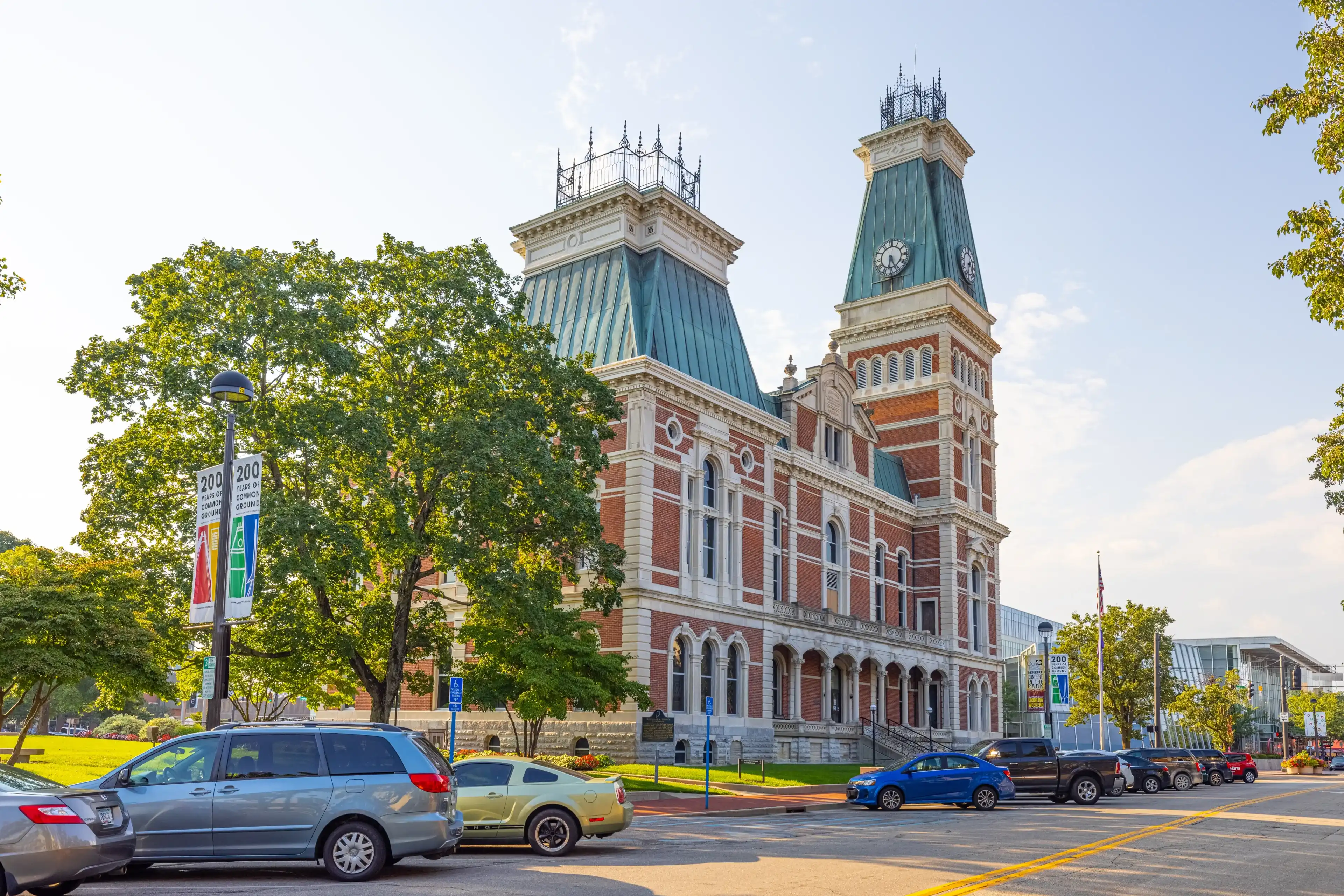 Columbus, Indiana, USA - August 20, 2021: The Bartholomew County Courthouse Columbus, Indiana, USA - August 20, 2021: The Bartholomew County Courthouse