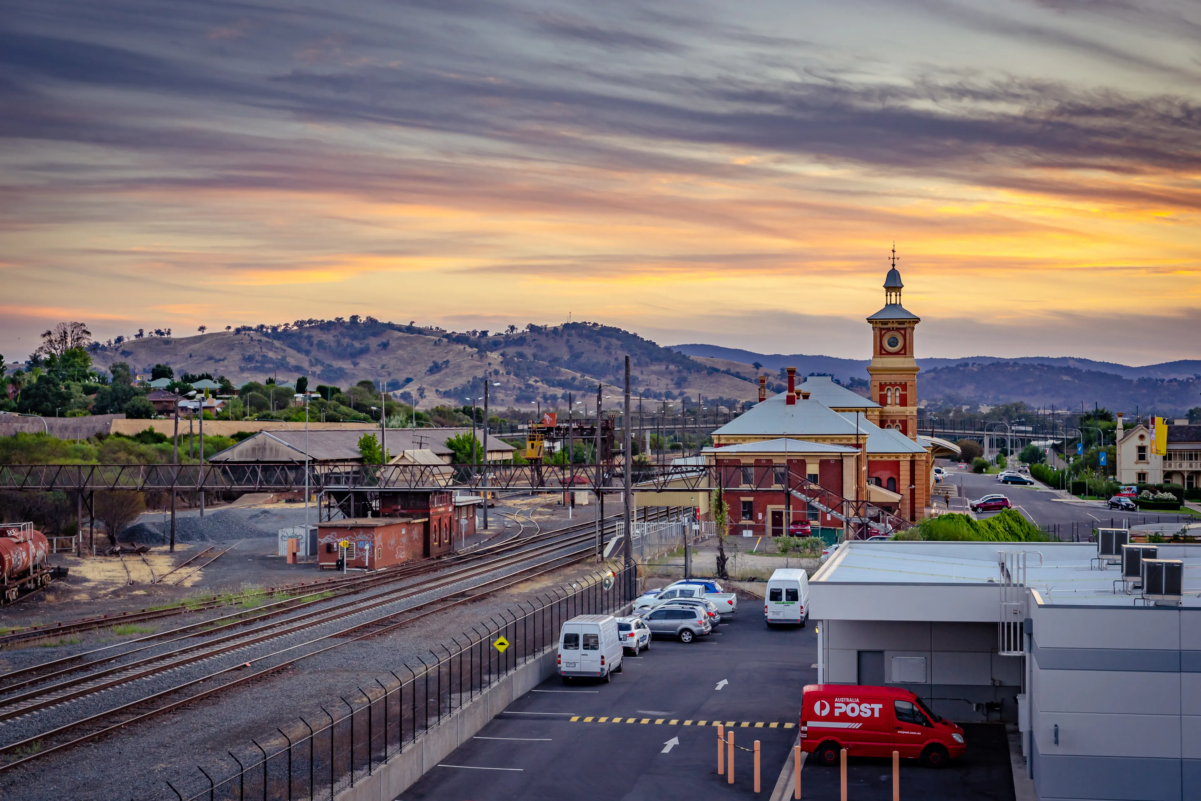 Albury, Australia - Dec 30, 2015: Railway station in a regional town