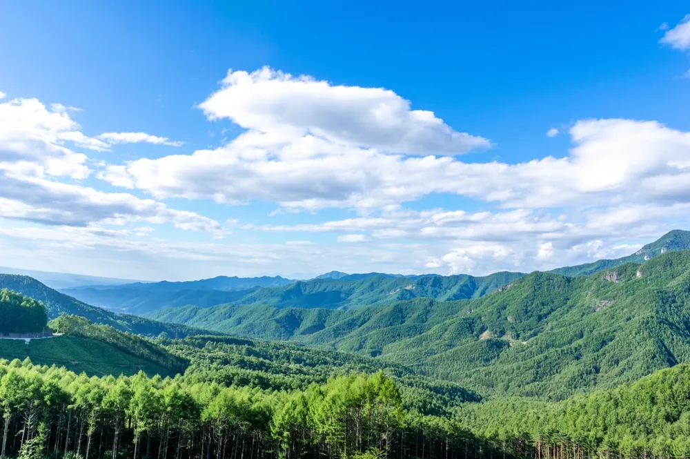 View of the mountains of Nagano from Nagano Prefectural Road No. 2 Kawakami Saku Line