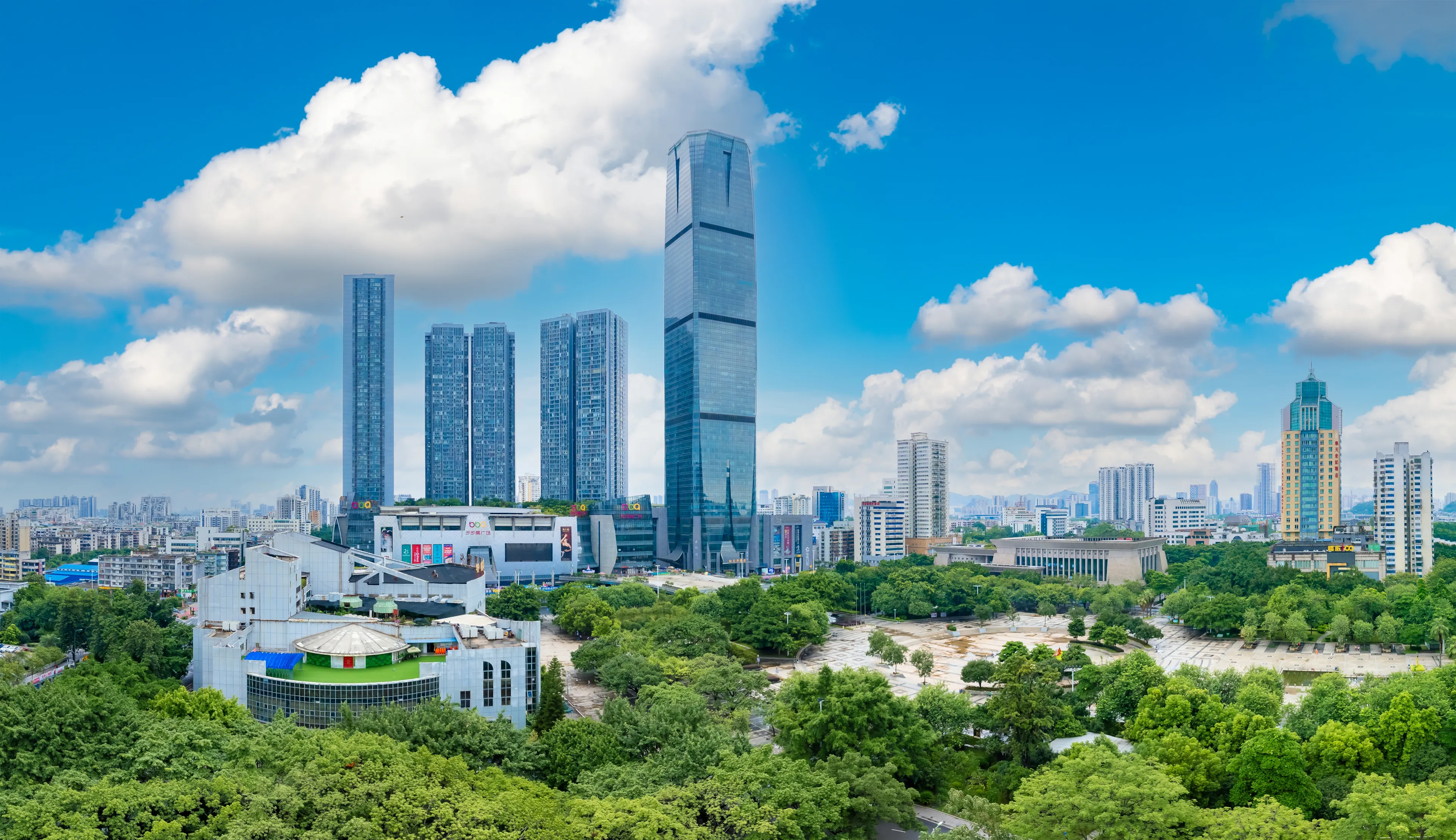 April 30, 2022: Urban environment of people's Square in Liuzhou, Guangxi, China