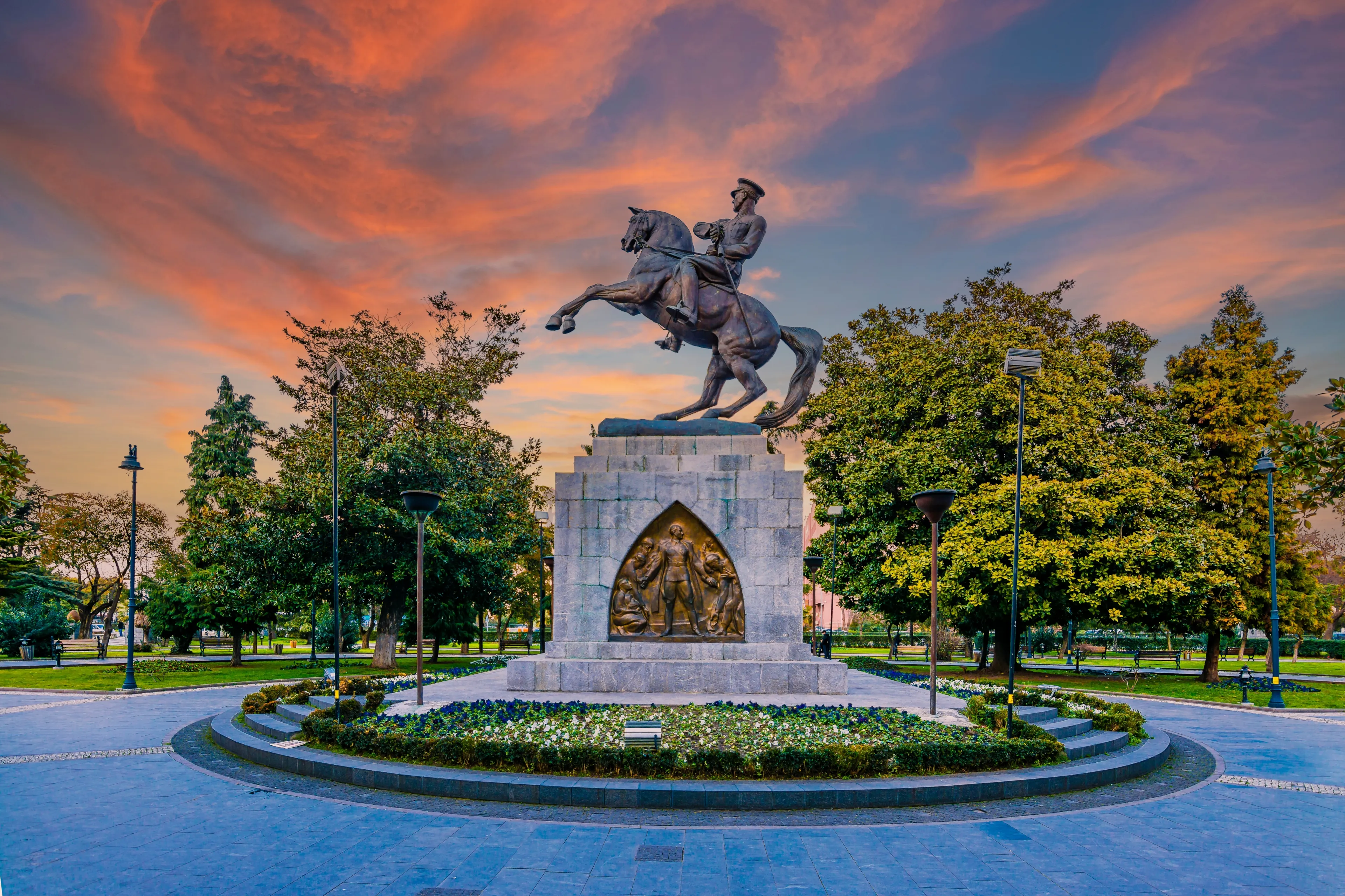 Samsun, Turkey - February 15, 2017 : Statue of Honor or Atatürk Monument is a monument situated in Samsun. dedicated to the landing of Mustafa Kemal in Samsun for the Turkish War of Independence.