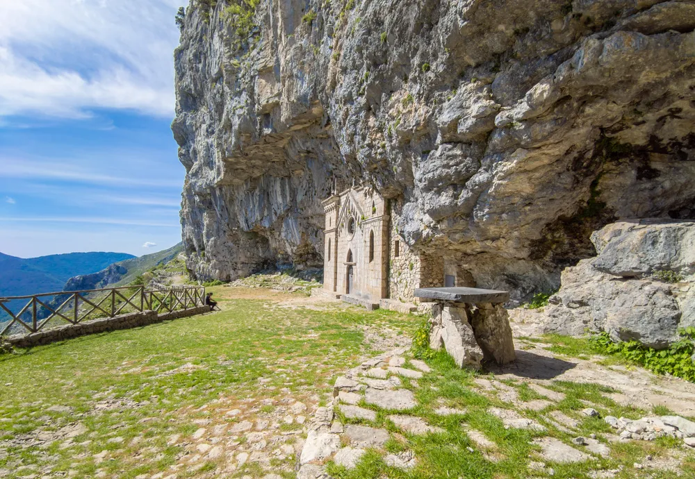 Cima del Redentore (Formia, Italy) - The panoramic peak with religious statue in the Aurunci mountains, over Formia city and Tirreno sea, beside Petrella summit and San Michele Arcangelo hermitage