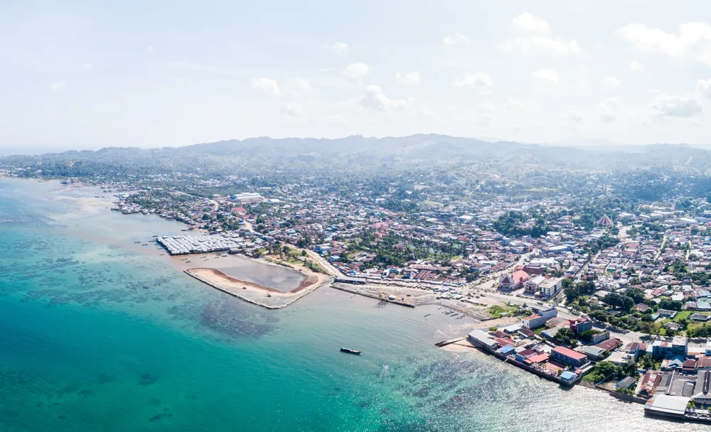Sorong, Indonesia - September 20th, 2018 - The coast of Sorong, located in West Papua, eastern Indonesia.