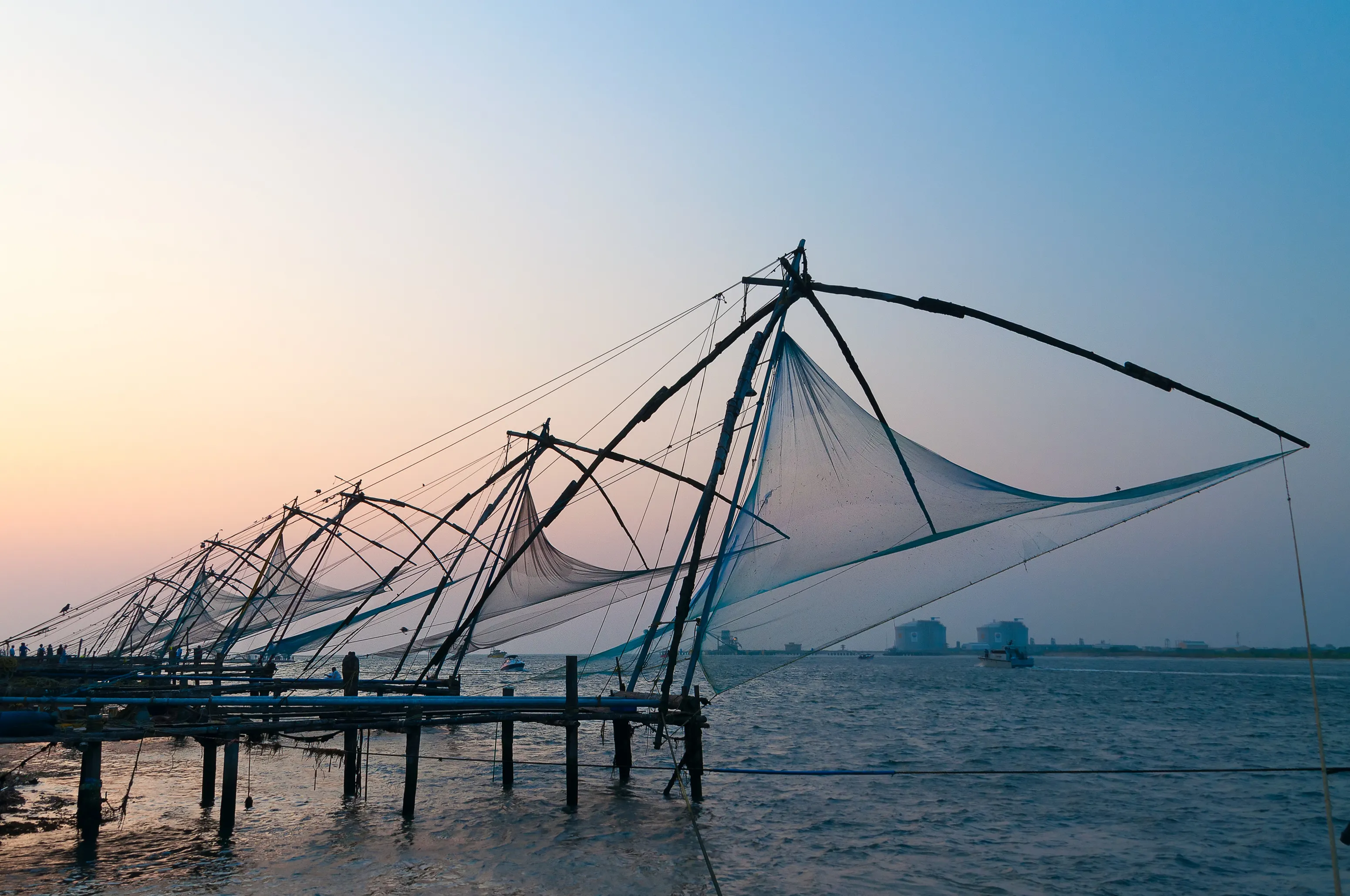 Chinese Fishing nets at sunset. Fort Kochi. Kerala. India