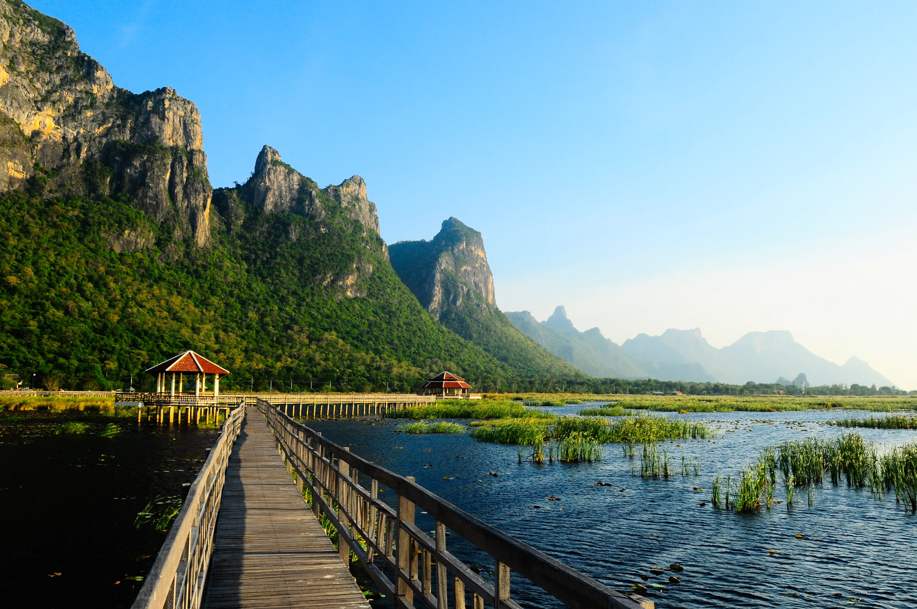 Bridge on the lake in national park, Sam Roi Yod National Park, Prachuap Khiri Khan, Thailand